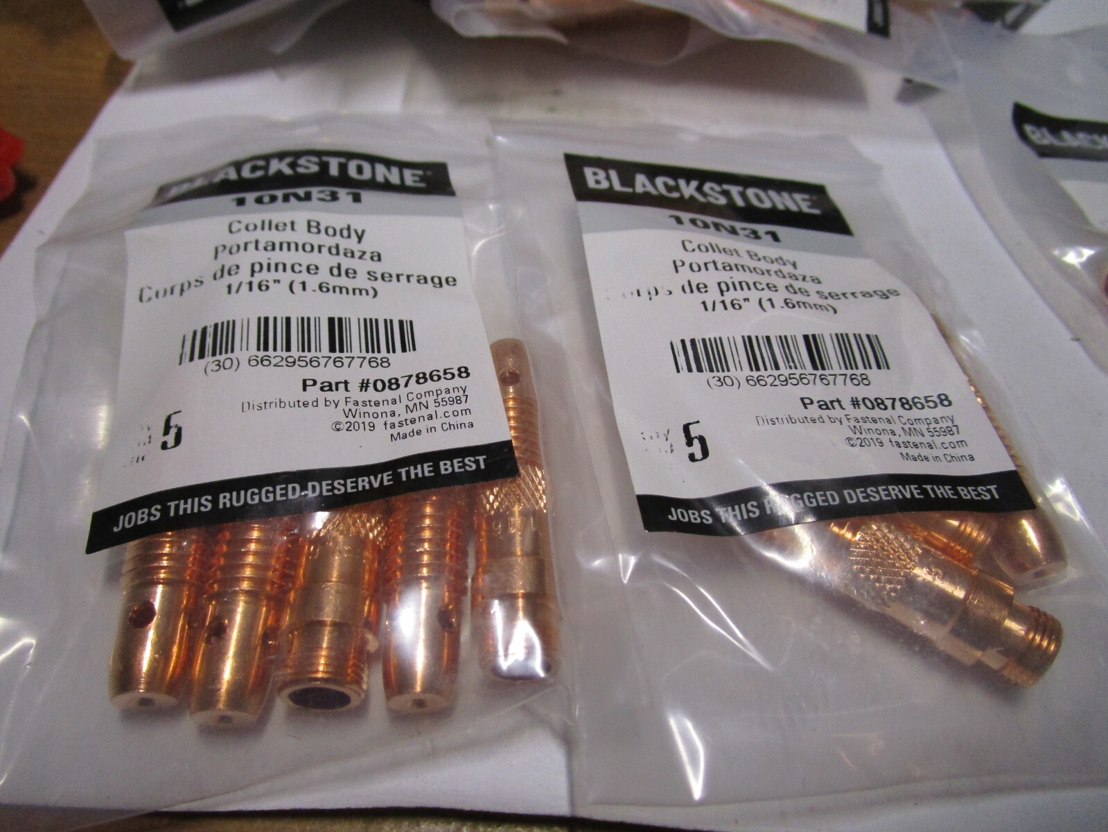 10N31 – 1/16″ fastenal Standard Collet Body for 17,18,26 Series Torches QTY 10