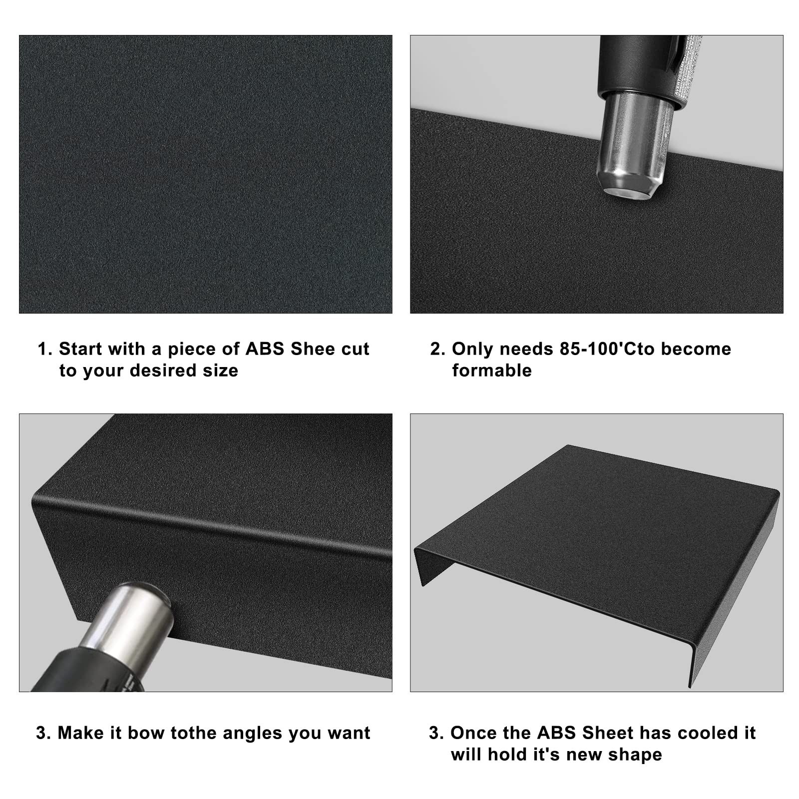 6 Pack Black ABS Plastic Sheet 12″ x 16″ x 0.06″,Moldable Than Acrylic SheetA