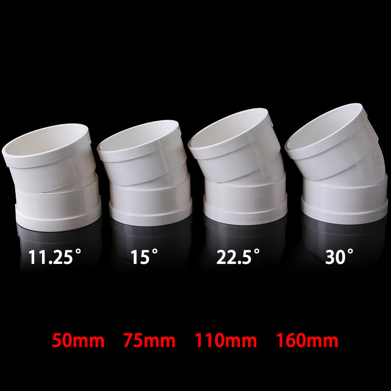 PVC Elbow Drainage Pipes & Fittings 11.25°/15°/22.5°/30° Bend Anti-odor 50-160mm