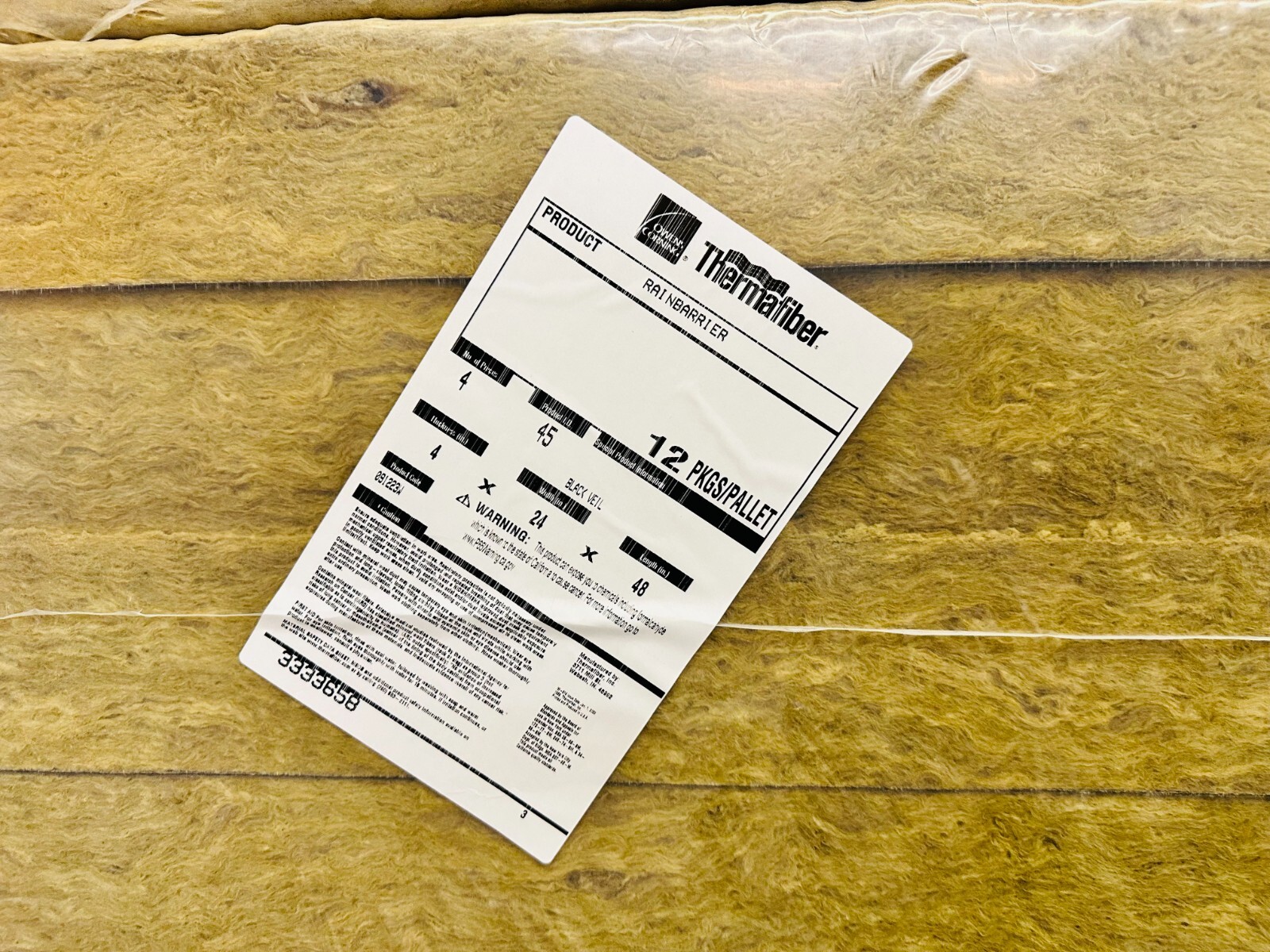 OC Thermafiber Rainbarrier Mineral Wool Insulation (4″ x 24″ x 48″)