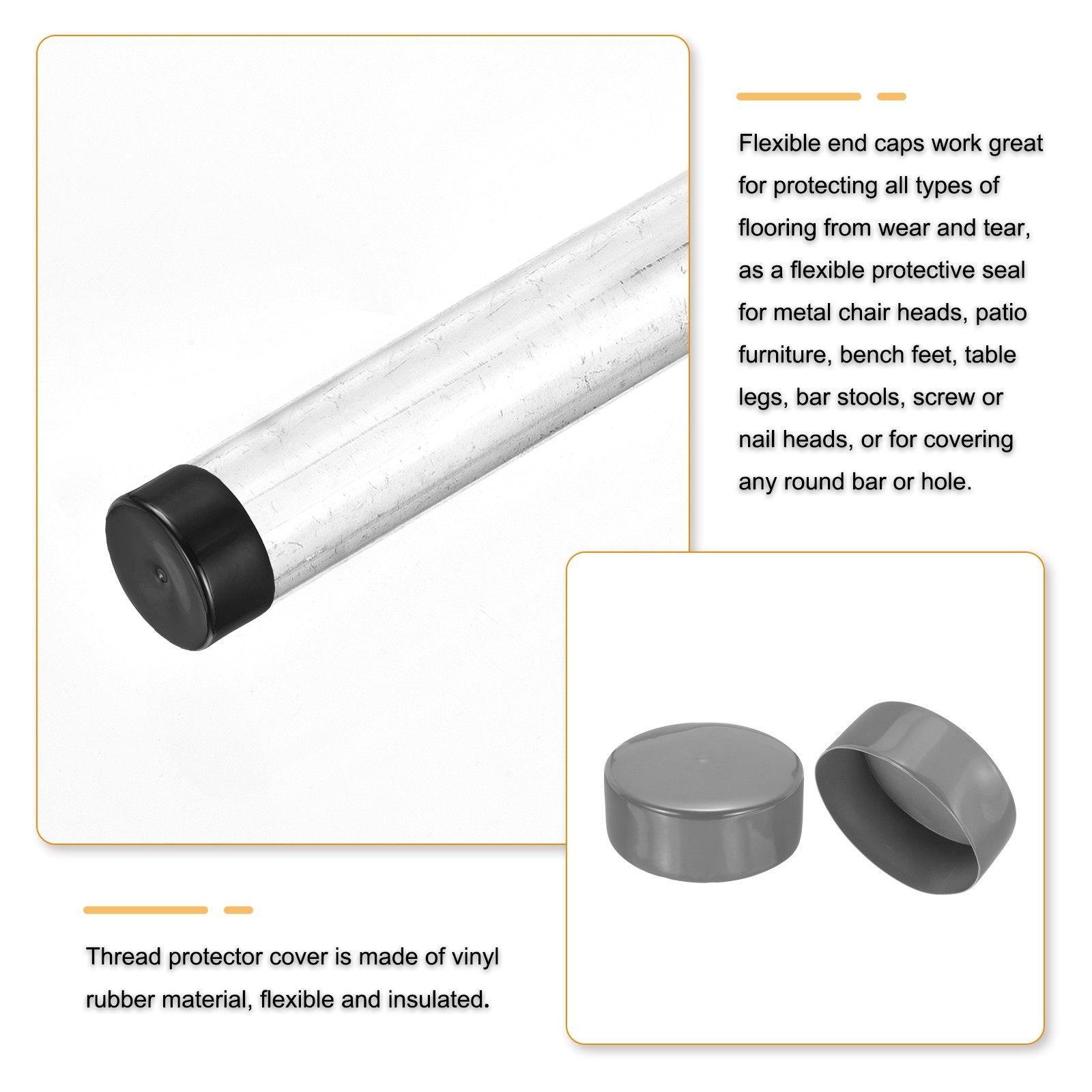 Light Gray 110mm Rubber End Caps Round Vinyl Plug Insert Rubber Flexible