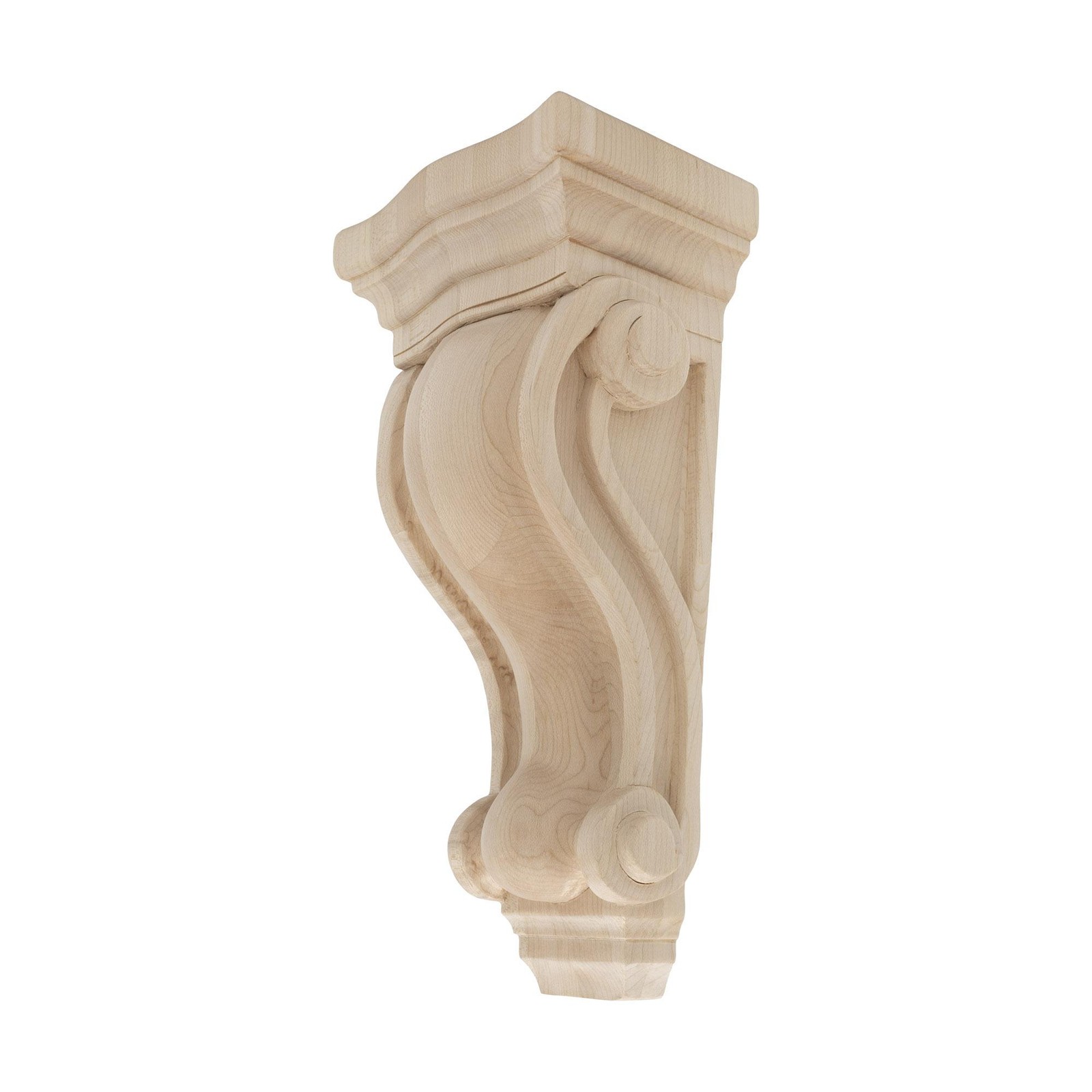 Outwater 10-1/2″ x 4-7/8″ x 3-1/2″ Unfinished Maple Classic Wood Corbel