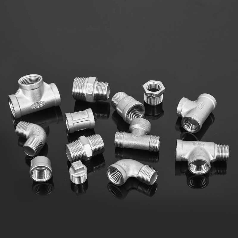 Stainless Steel Threaded Fitting Socket Tee Elbow Adaptor Male Female Connector