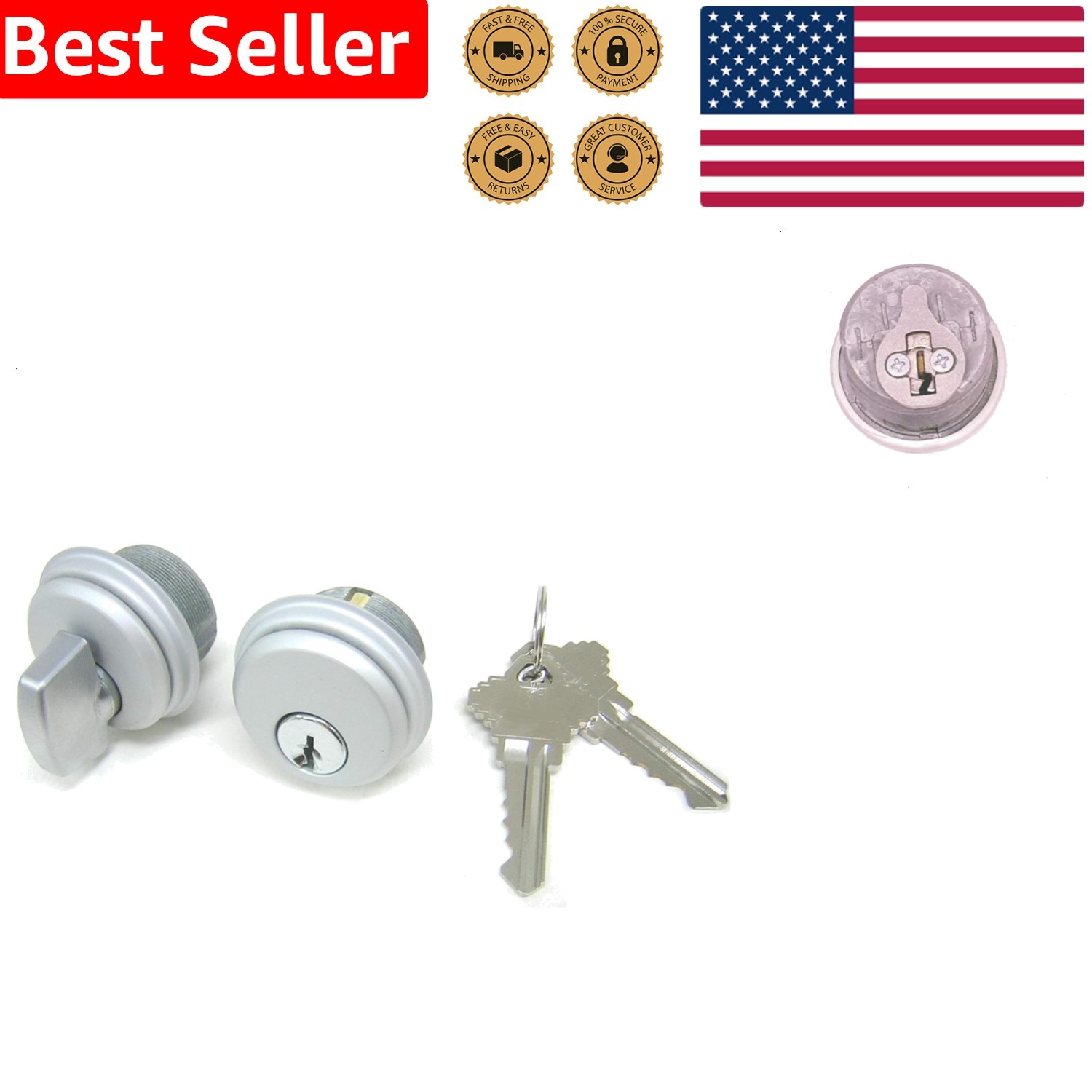 Storefront Door Lock Commercial Mortise Cylinder Thumbturn Set Aluminum Zinc …