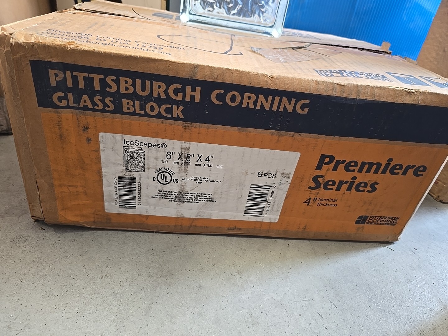 9 pack) Pittsburgh Corning Glass Block Premium Series 4″ Normal Thickness 6x8x4