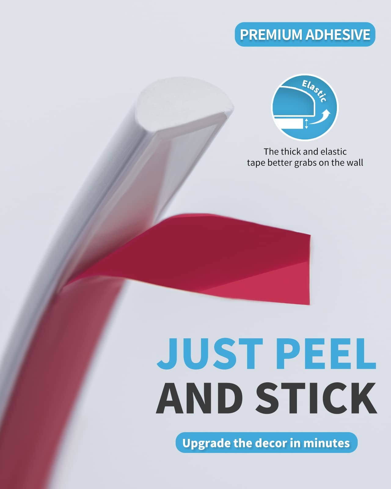 Art3d 10 Ft Peel and Stick Flexible Vinyl Molding Trim for 10 feet, White