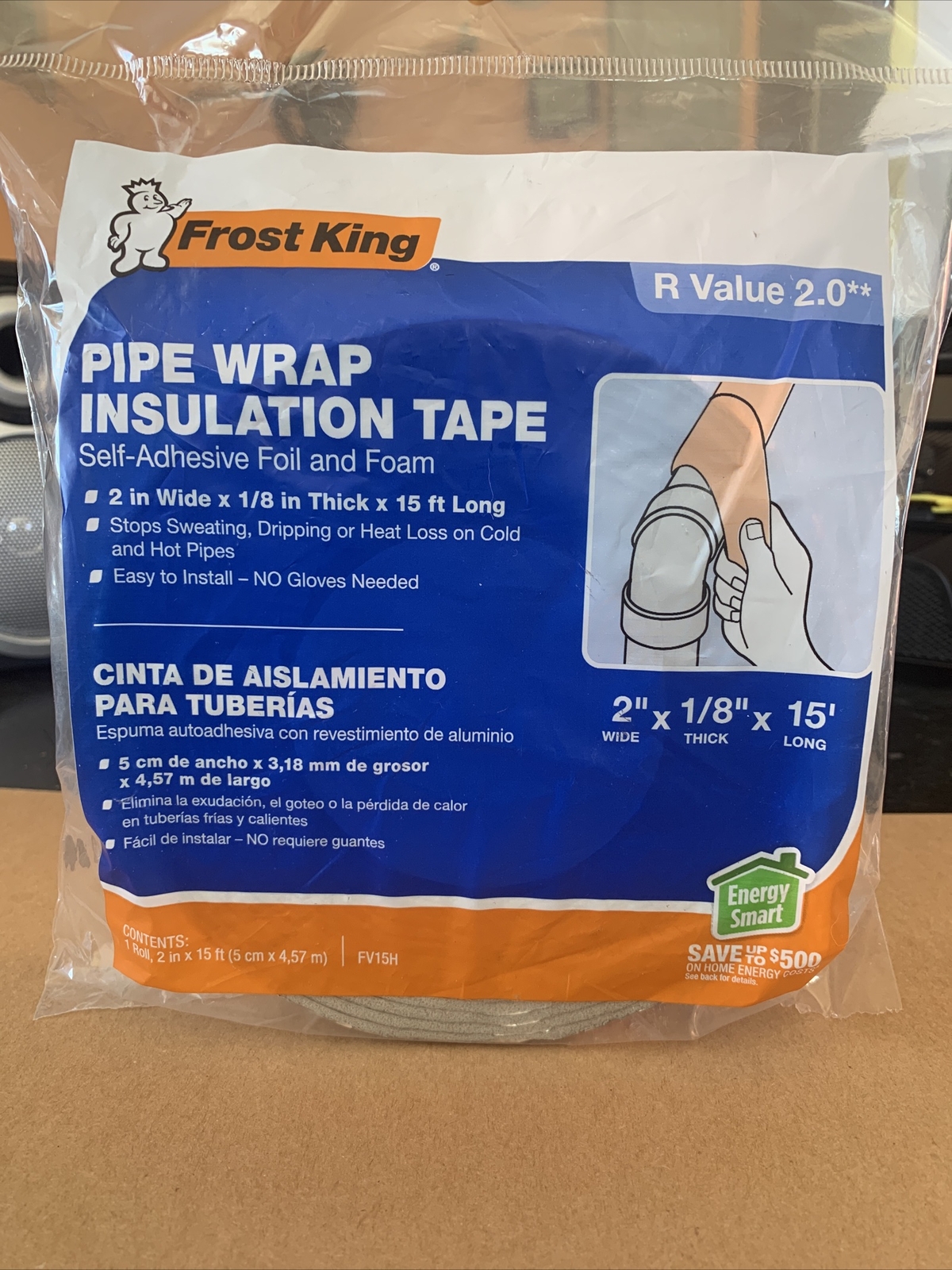 Frost King Pipe Wrap Insulation Tape 1/8″ x 2″ x 15 ft. Foil and Foam FV15H