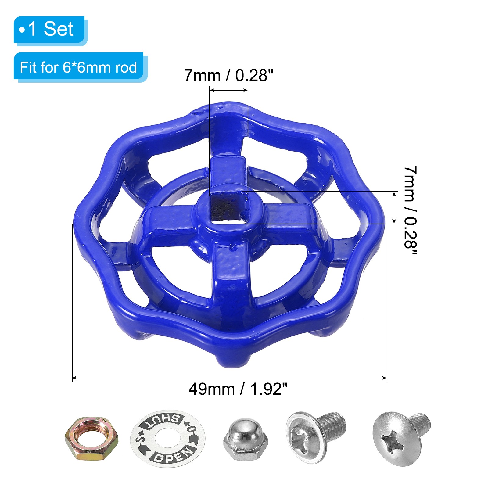 Outside Faucet Handle Square Stem Hole 7x7mm Cast Steel Wheels Handle Blue