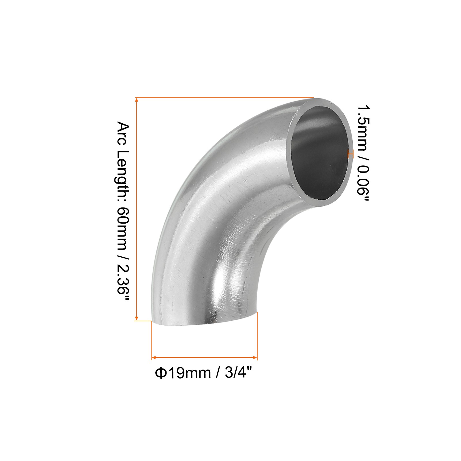 4 Pack 3/4 Inch OD 201 Stainless Steel Butt 90 Degree Fitting