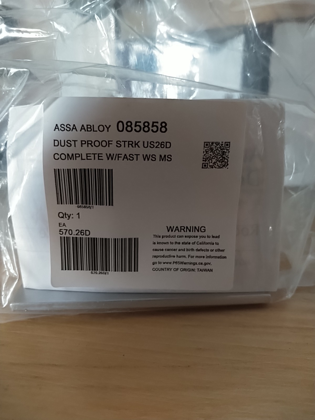 Rockwood ASSA ABLOY Dust Proof Strike Bolt Satin Chrome 085858 570.26D US26D