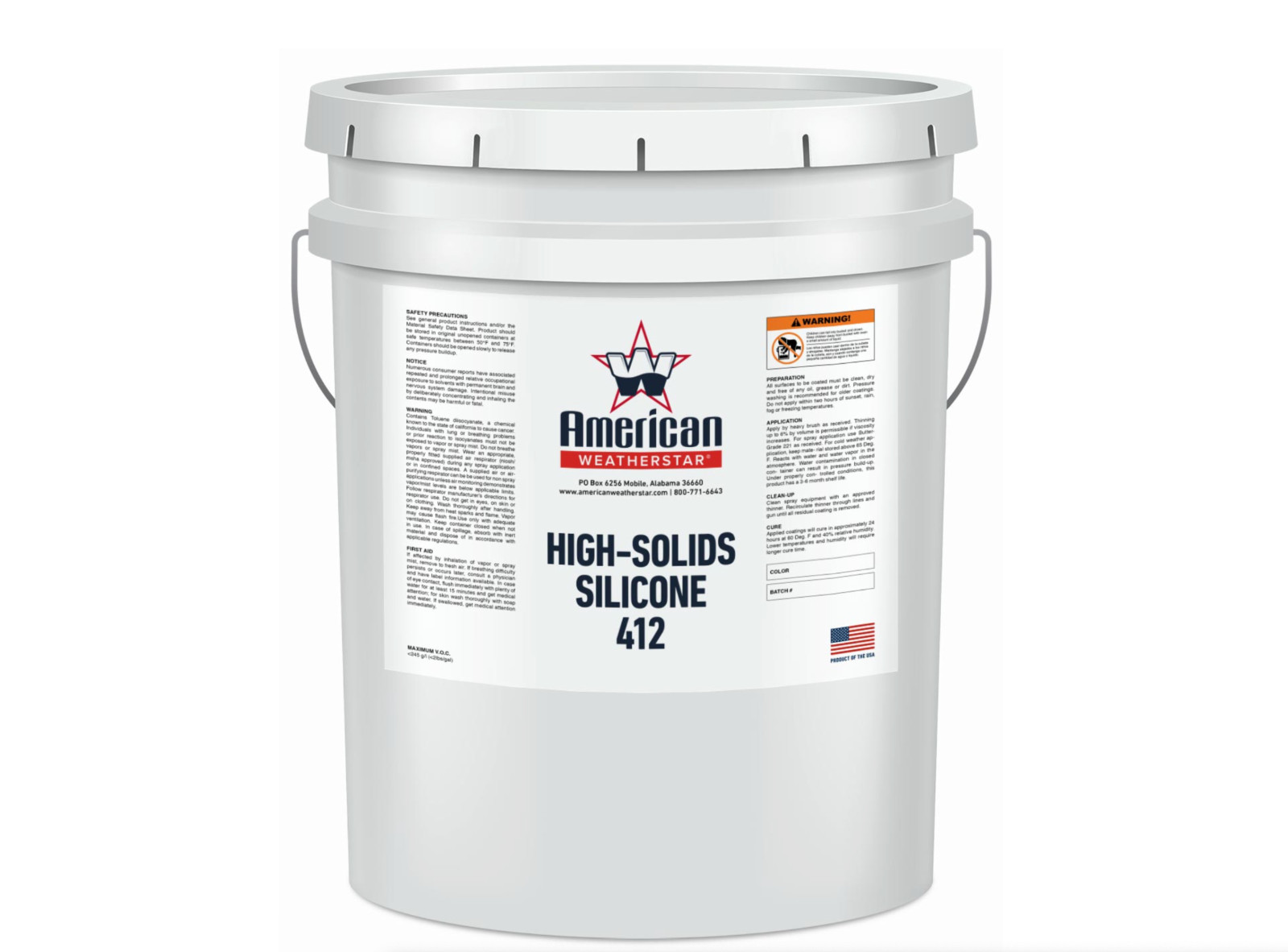 AMERICAN WEATHERSTAR HIGH-SOLIDS 100% SILICONE Superior UV Resistance 5 Gallon