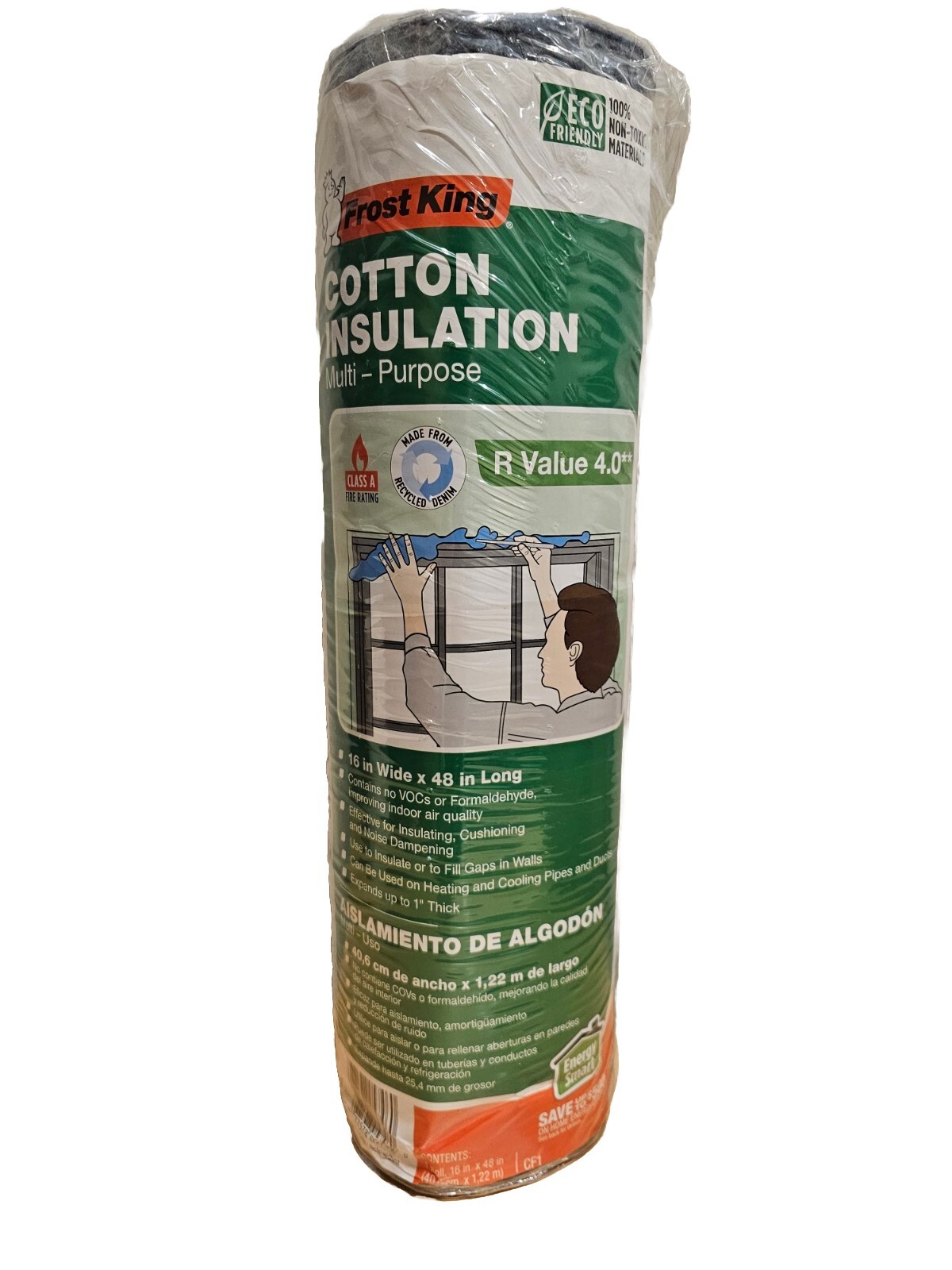 Frost King CF1 “No Itch” Natural Cotton Multi-Purpose Insulation, 16 x 1 x 48