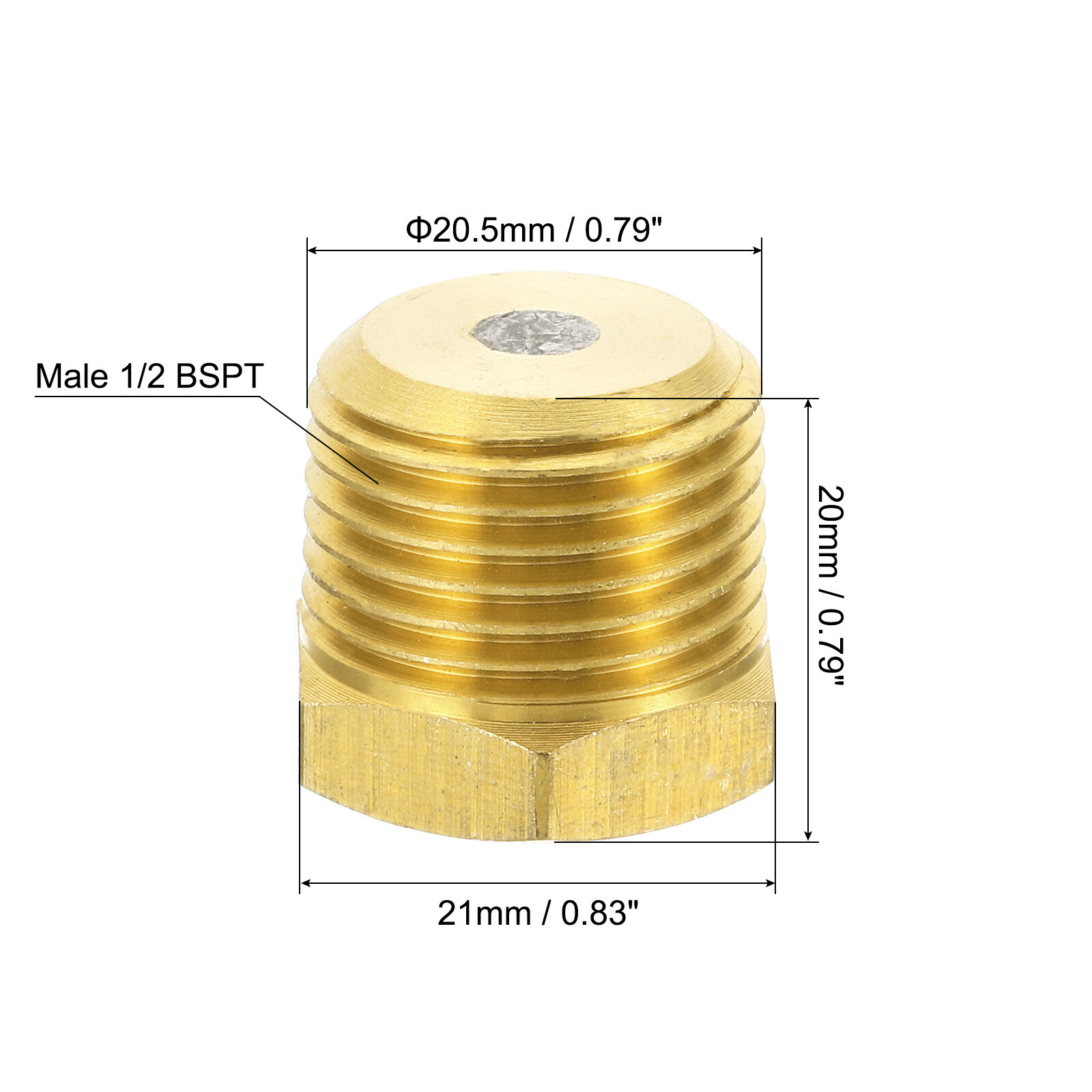 1/2″ BSPT Brass Fuse Plug, 2pcs Brass Fusible Melt Plug 265 Celsius Degree