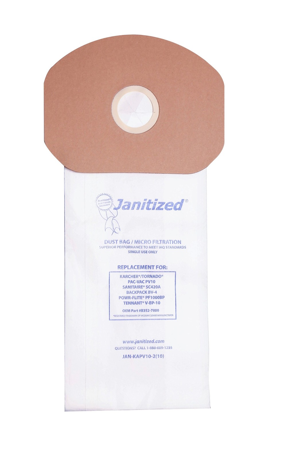 Janitized JAN-KAPV10-2(10) Premium Replacement Commercial Vacuum Paper Bag, K…