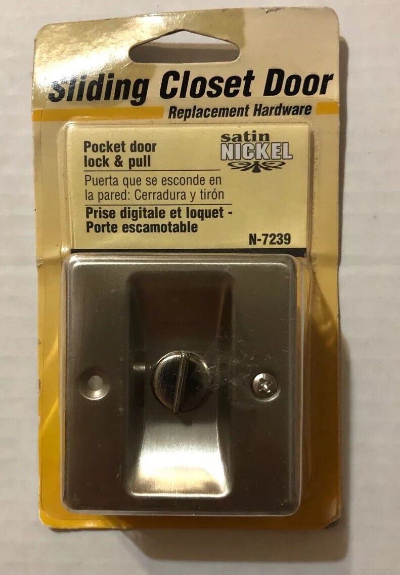 Prime-Line Products N 7239 Pocket Door Privacy Lock with Pull, Satin Nickel. FF