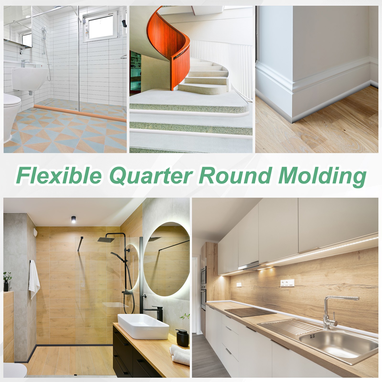 Flexible Quarter Round Molding 79 Inch for Wall Edge Corner [White,0.7In]