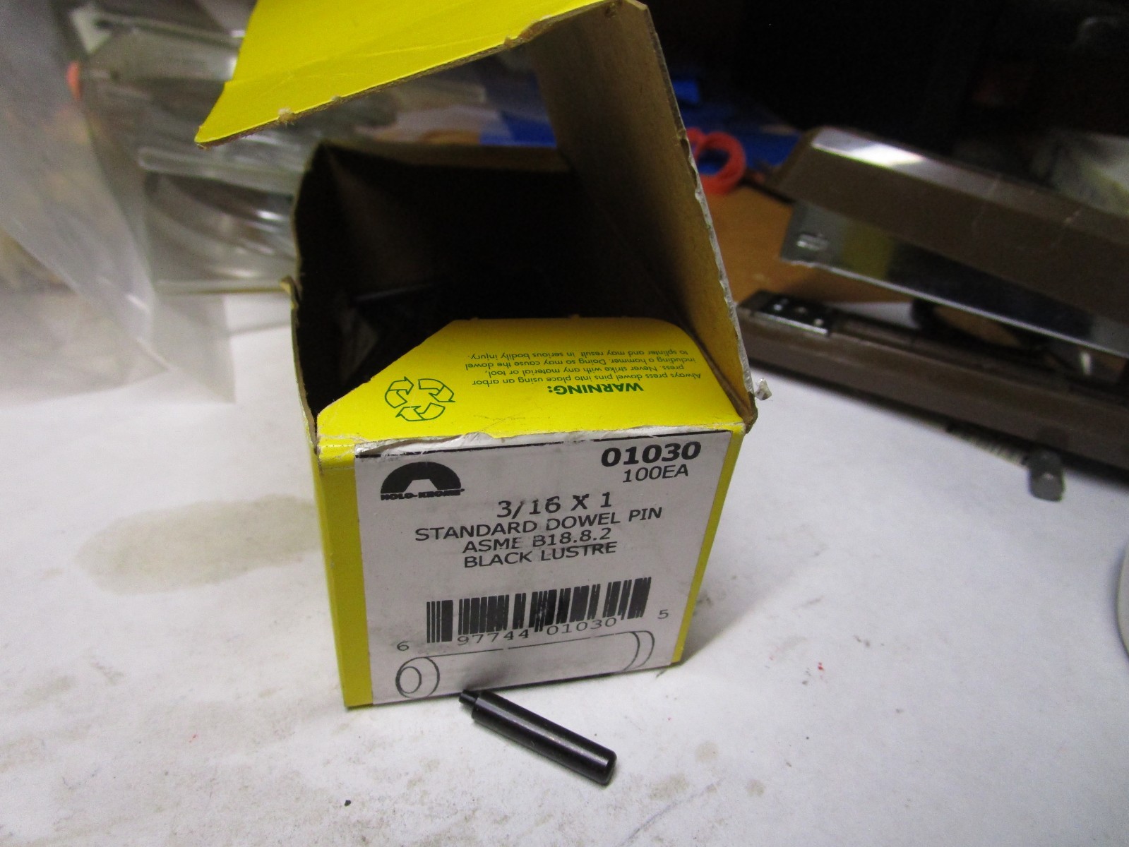 3/16″ x 1″ Black Luster Finish Alloy Steel Standard Dowel Pin QTY 100