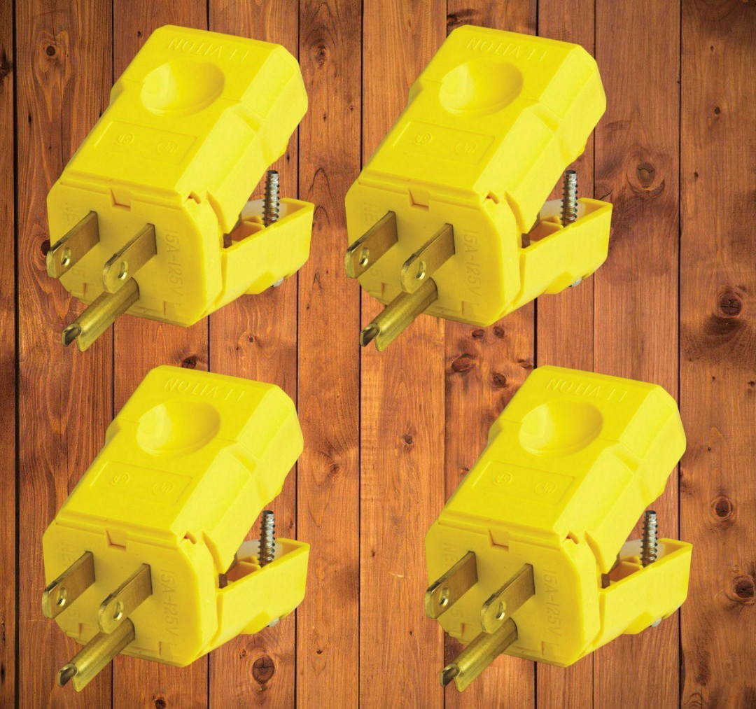 4 Pack Industrial Nylons Grounding Plugs 5256VY By Leviton ** 2 Pole 3 Wire