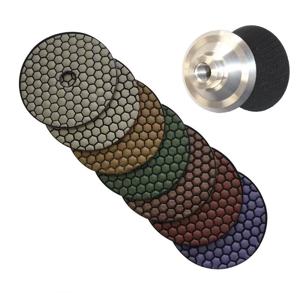 4″ Diamond wet DRY Polishing Pad 16 + aluminum backer granite marble mosaic tile