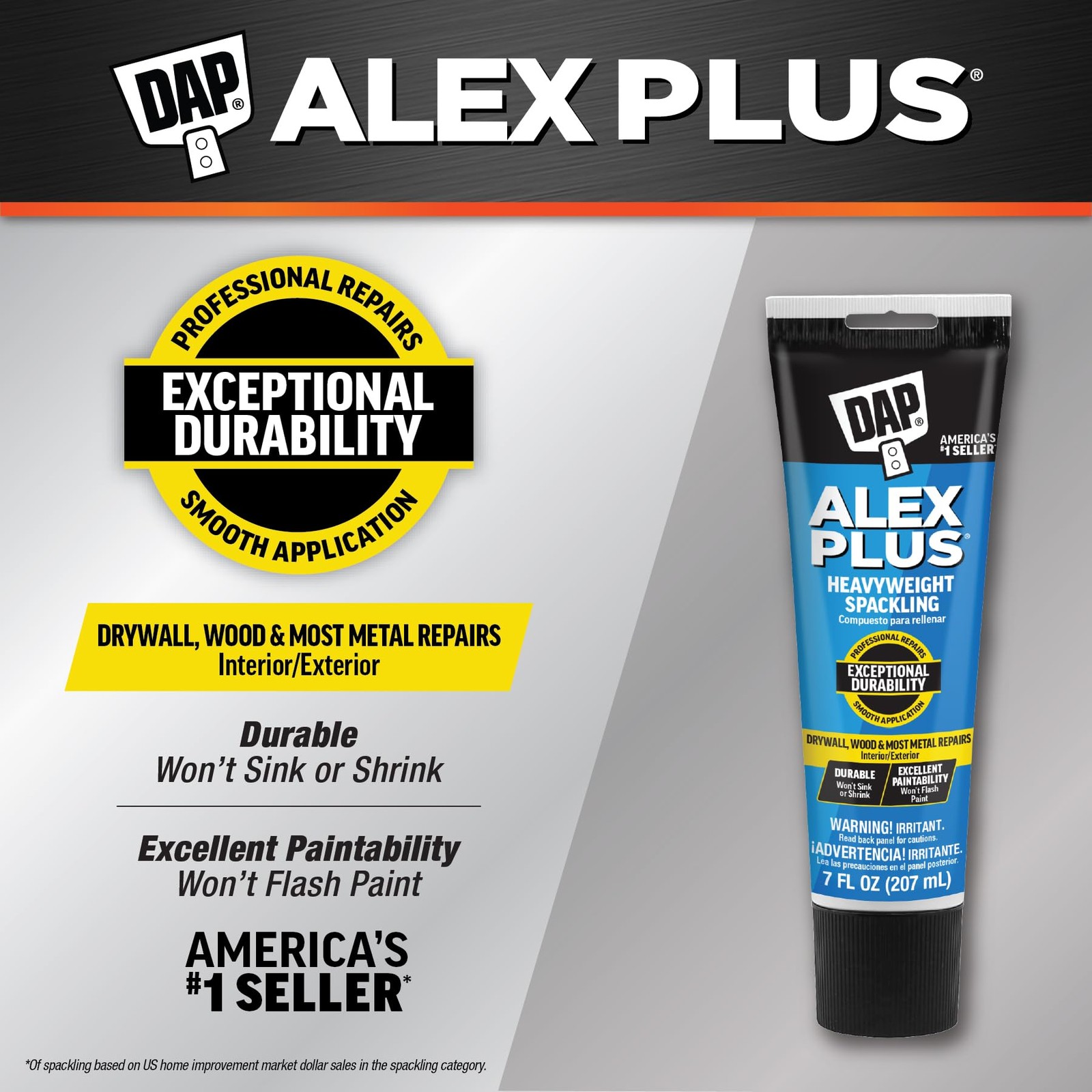 DAP Alex Plus White Spackling Compound, 7 oz