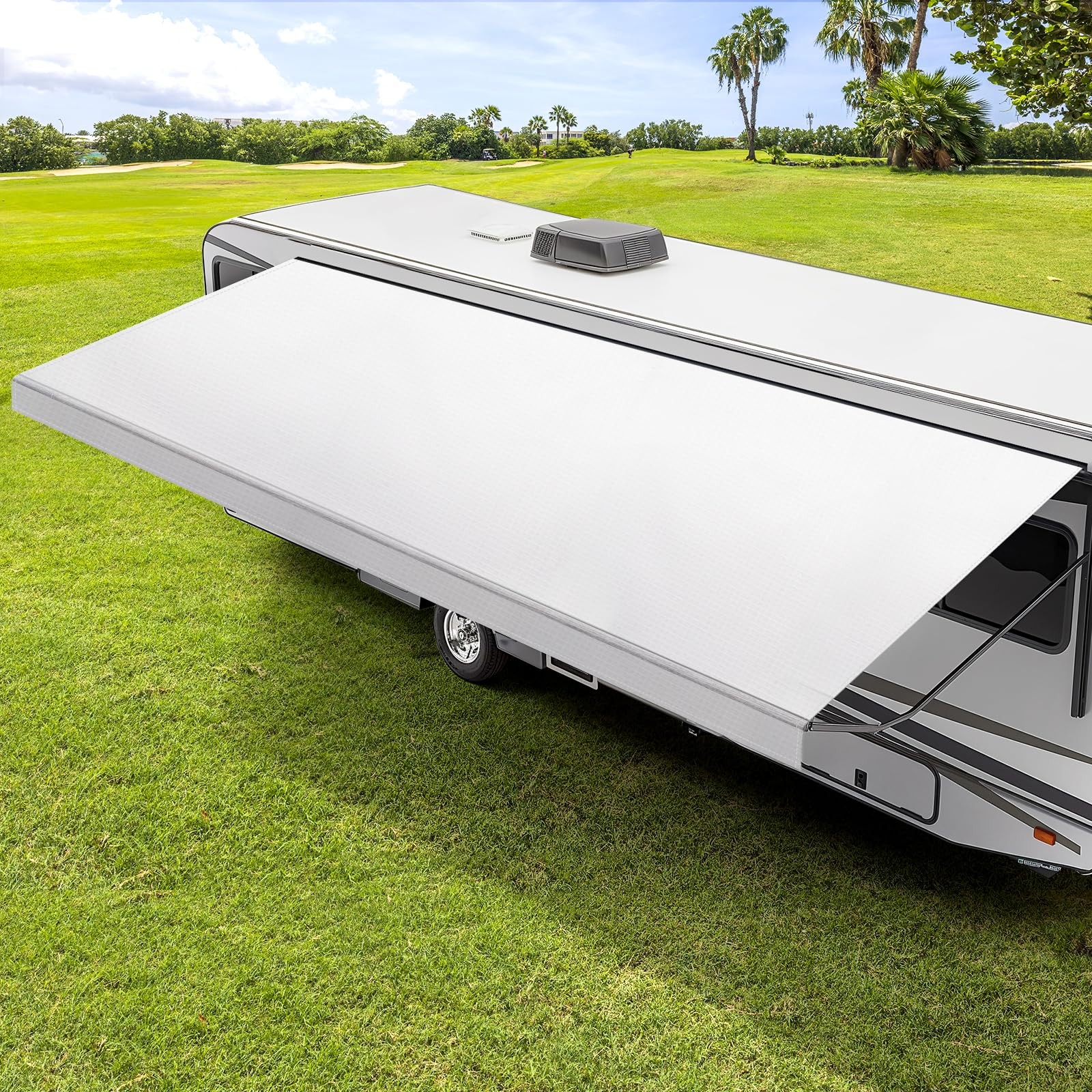 White RV Awning Fabric Replacement 17′(Fabric 16’2″)