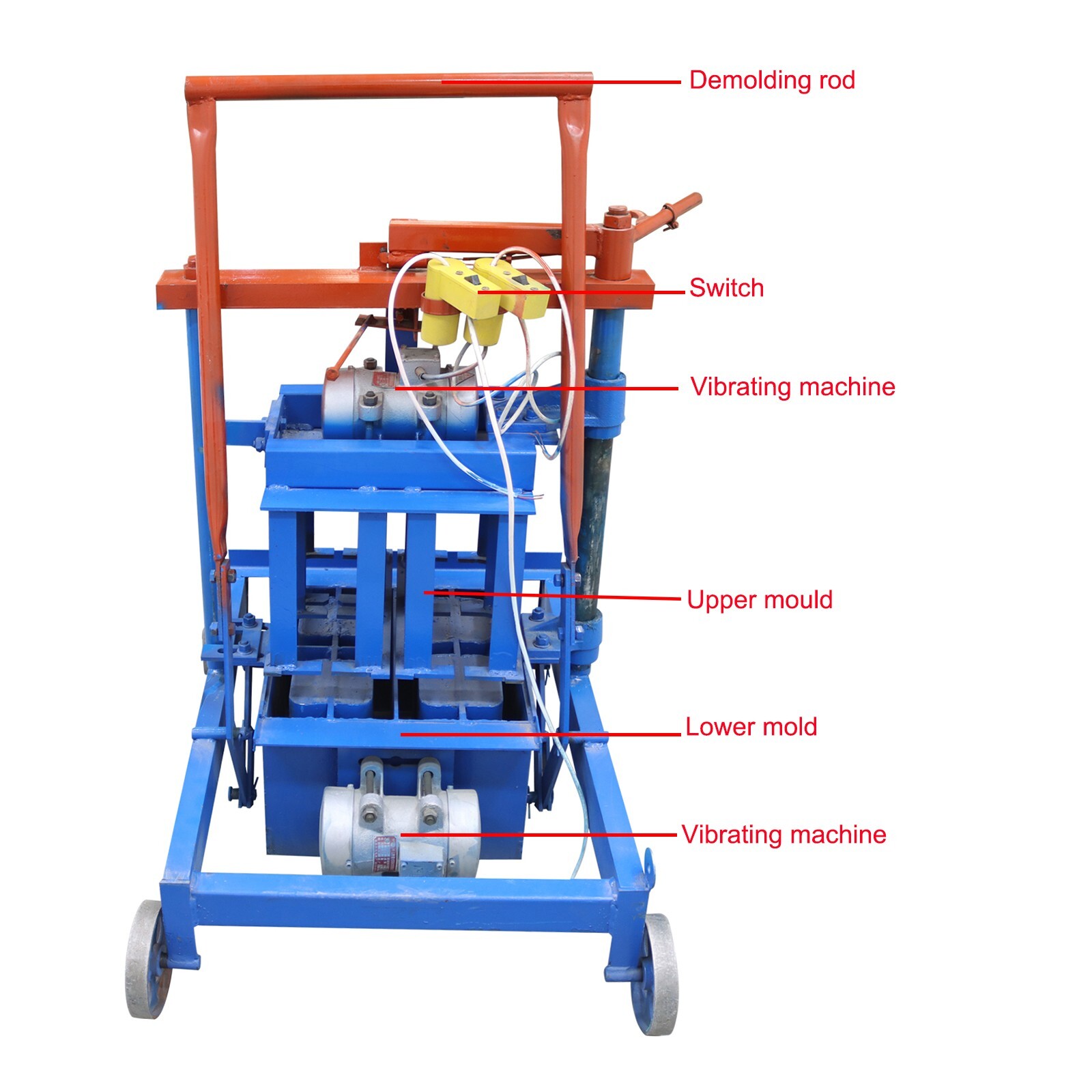 Hand-propelled Hollow Soil Block Brick Molding Machine 220V 15.75×7.87×7.87in