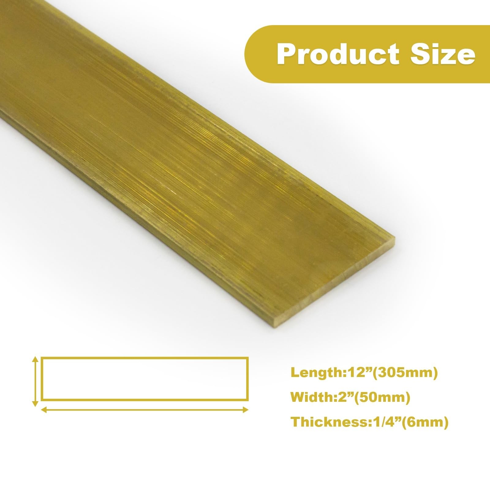 1/4″ x 2″ C360 Brass Flat BAR 12″ Long Solid .250″ Plate Mill Stock H02