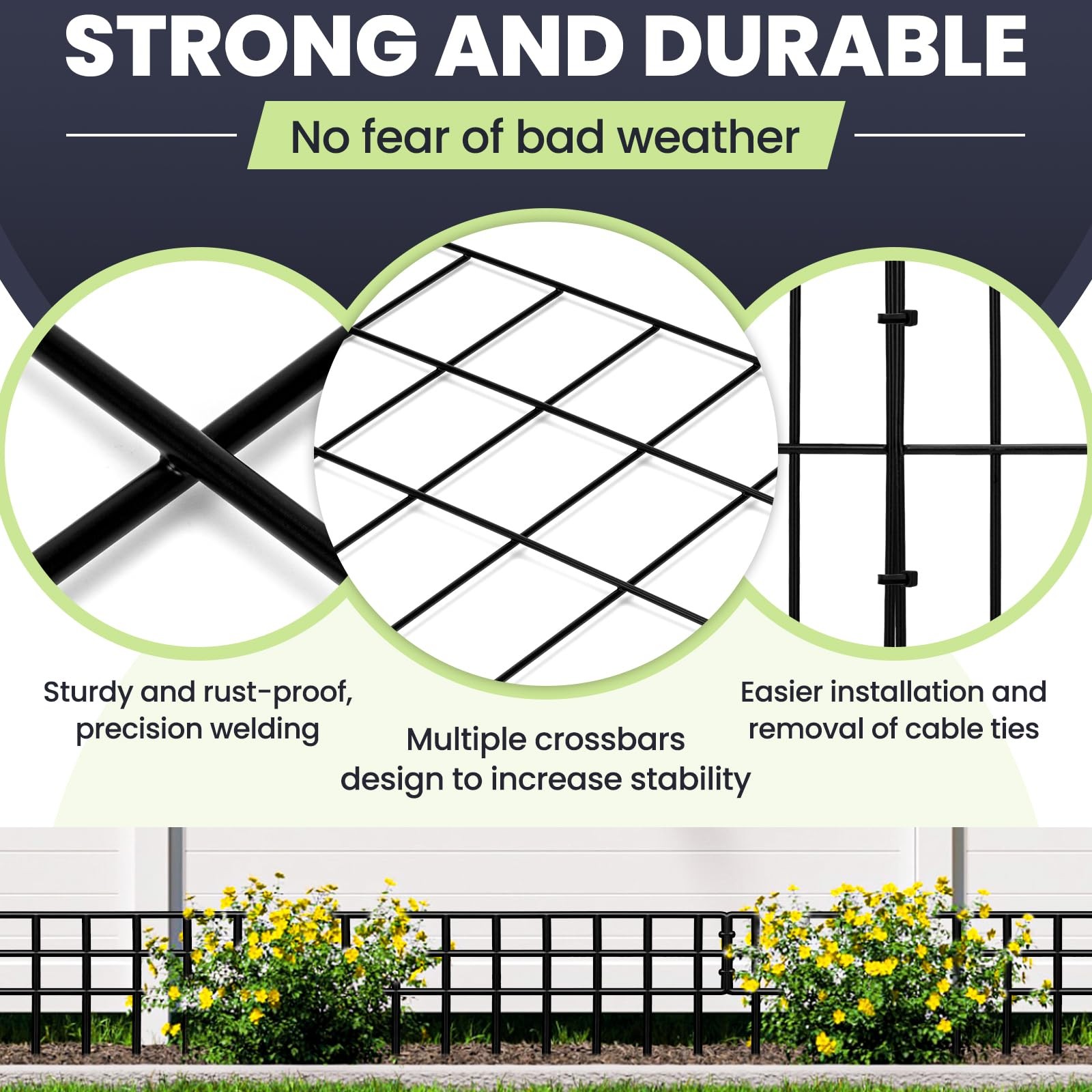 Animal Barrier Fence, 14 Pack No Dig Fence 14 Pack,19.52Ft, Black