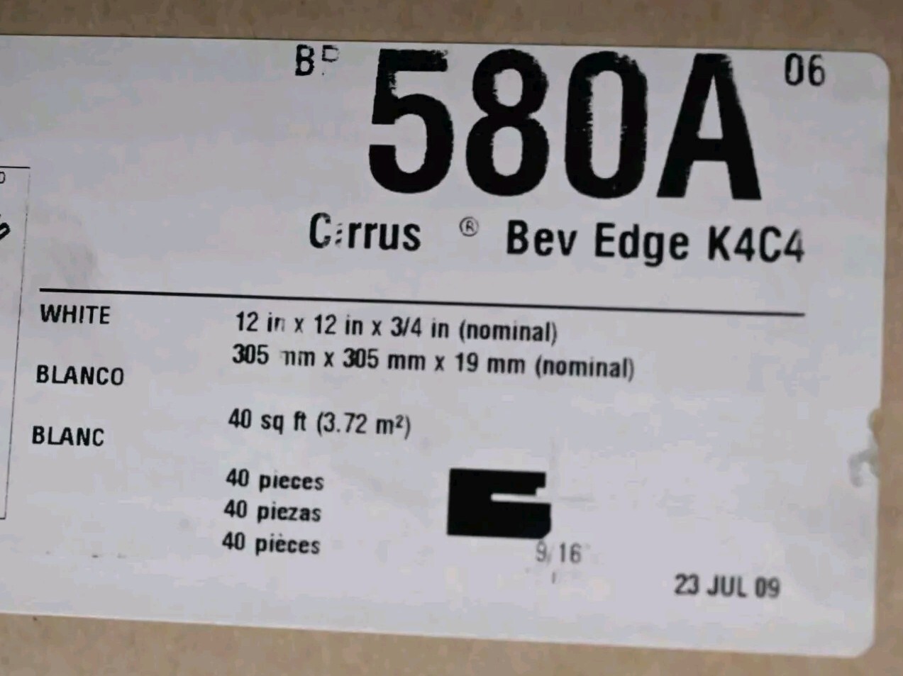 Armstrong 580A Ceiling Tile 12″x12″ 40/Pcs Acoustical Cirrus Beveled Board White