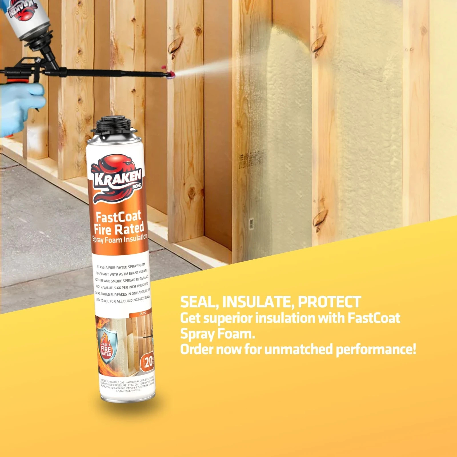Spray Foam Insulation Kit, Closed Cell, Fire Rated (36×27.1oz.720 bd/ft) 36 Pack