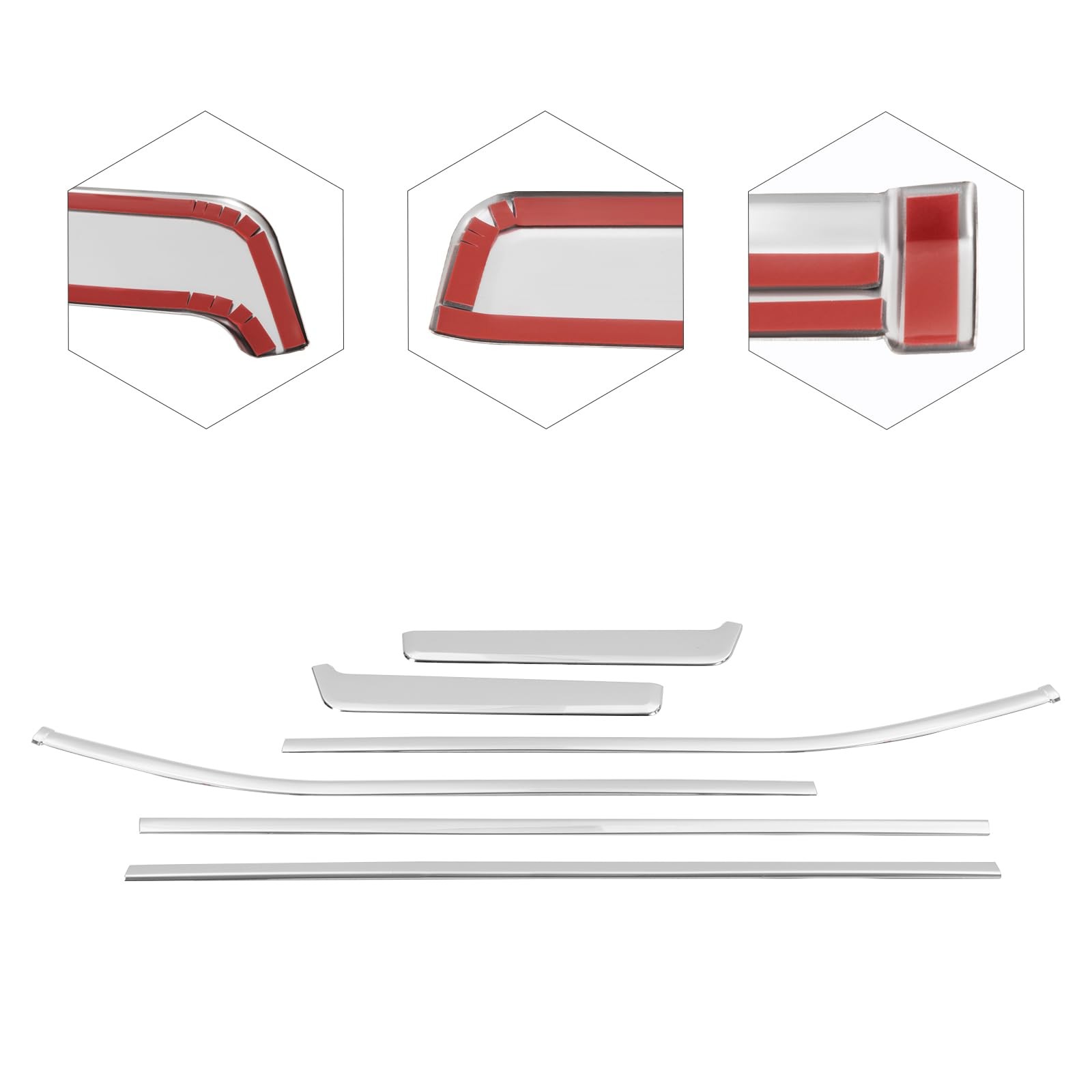 6PCS Silver Stainless Steel Door Window Sill Molding Panel Trim Left Right Sides