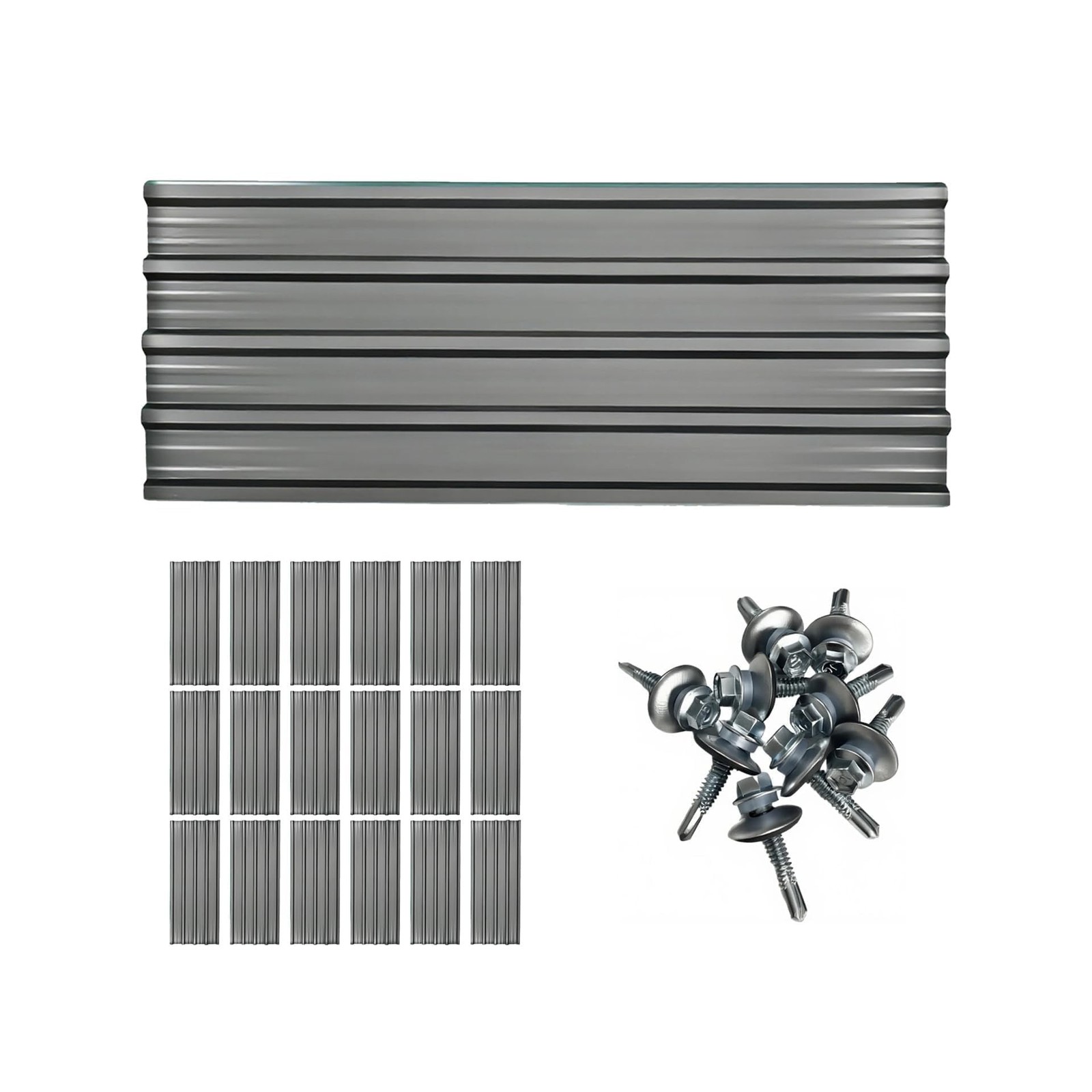 18 Pcs Metal Roofing Panels, L43.3×W17.72 Inch Corrugated Galvanized Roofin
