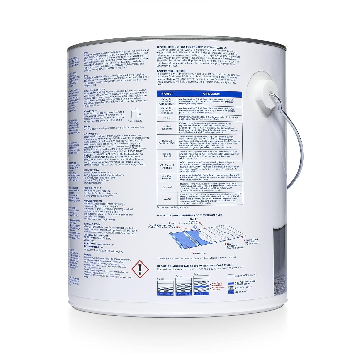Roof Coating Rubberized Elasto-Resin Sealant 1 Gallon White Low Slope Waterproof