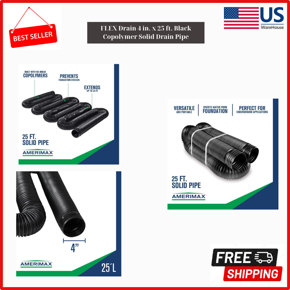 FLEX |52110D| Drain 4 in. x 25 ft. Black Copolymer Solid Drain Pipe