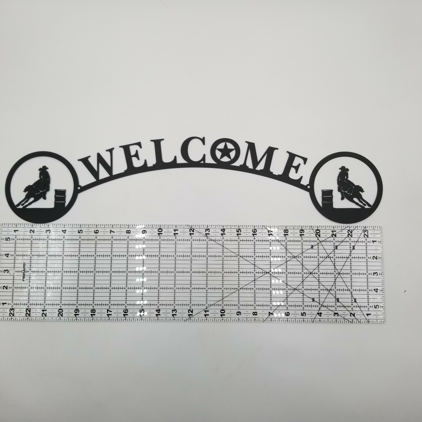 Female Cowgirl Barrel Racing Welcome Sign Metal Lodge Cabin Horse