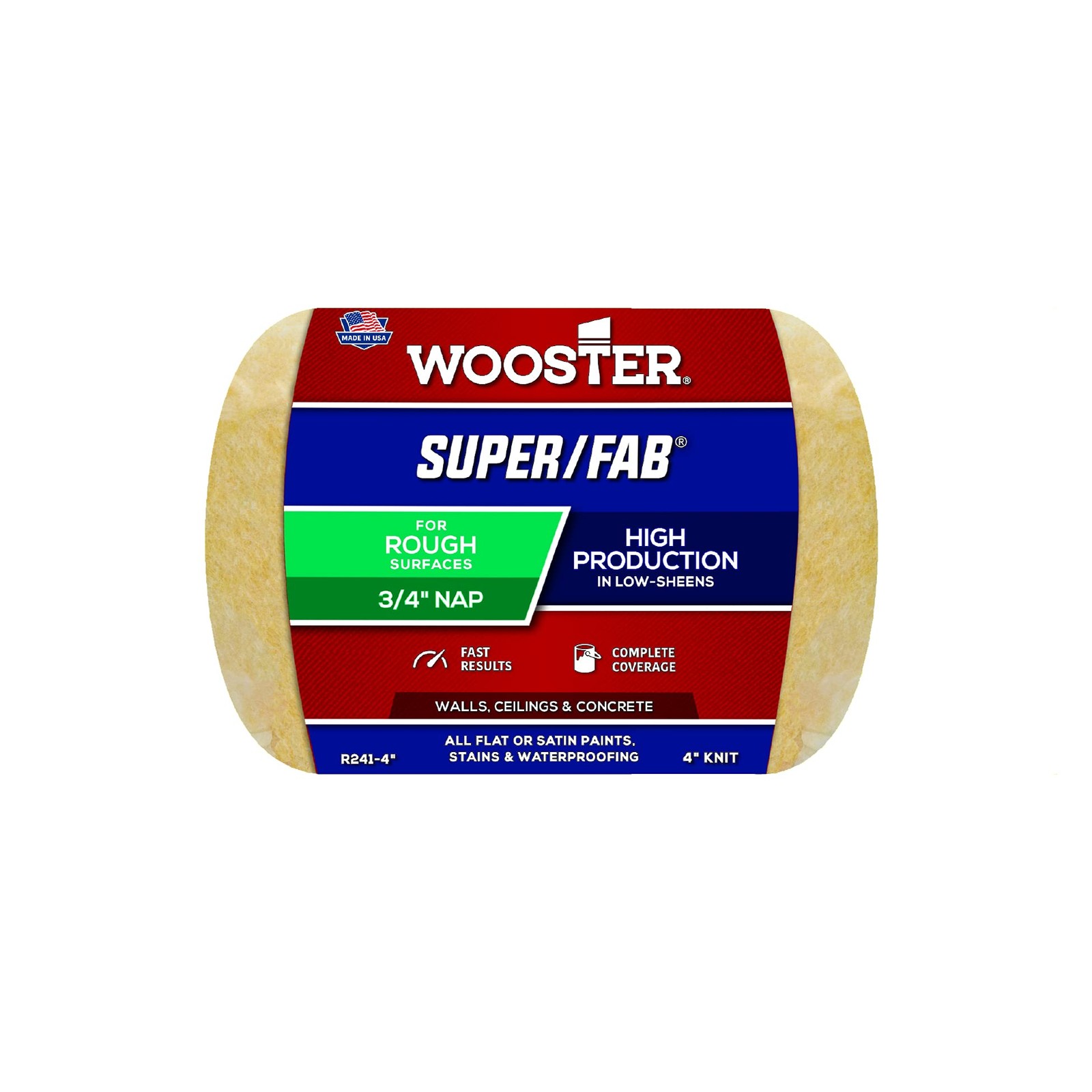 Wooster Brush R241-4 Super/Fab Roller Cover, 3/4-Inch Nap, 4-Inch 4 Inch