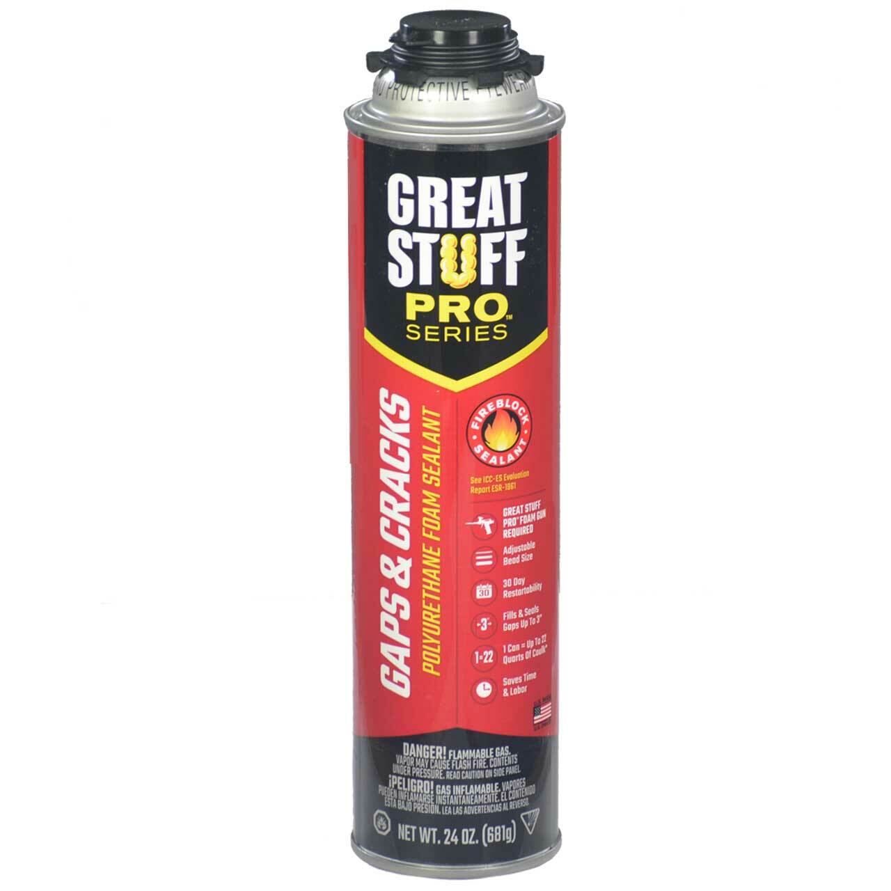 Great Stuff PRO Gaps and Cracks 24 oz cans (12) + AWF Pro PTFE Coated Foam