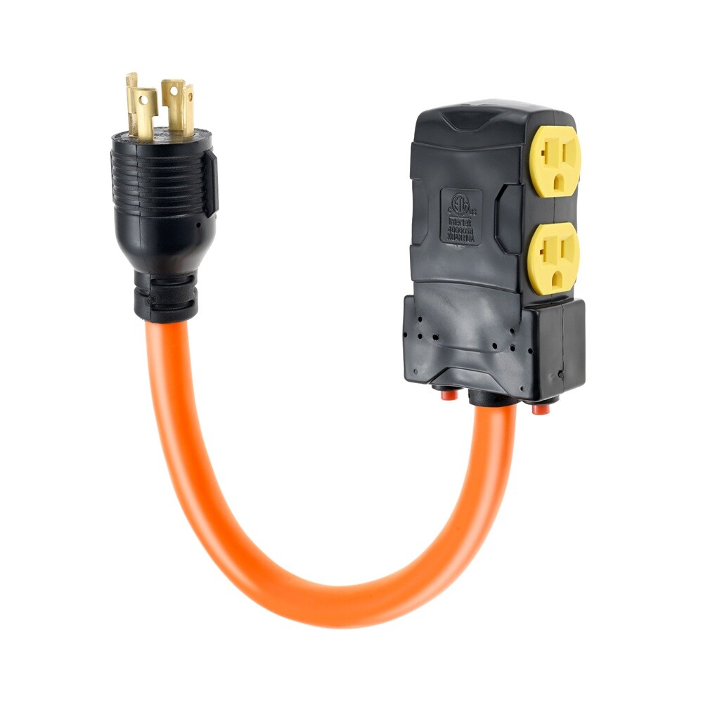 1 x 1.5FT NEMA L14-30P to NEMA 4X 5-20R/ 5-15R Generator Distribution Adapter