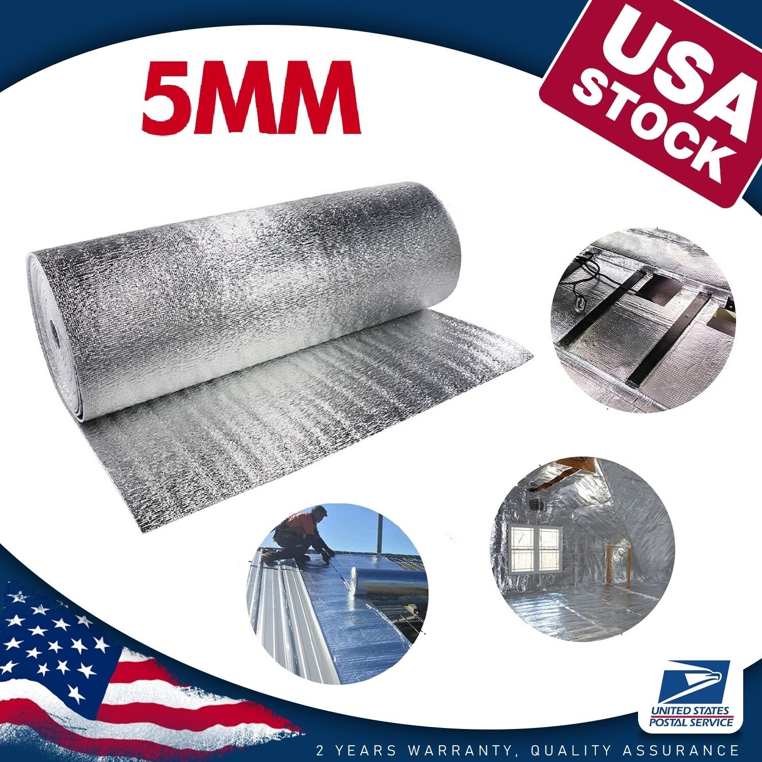80″x40″Reflective Insulation Foam Core Radiant Barrier Mat For Garage Door Attic