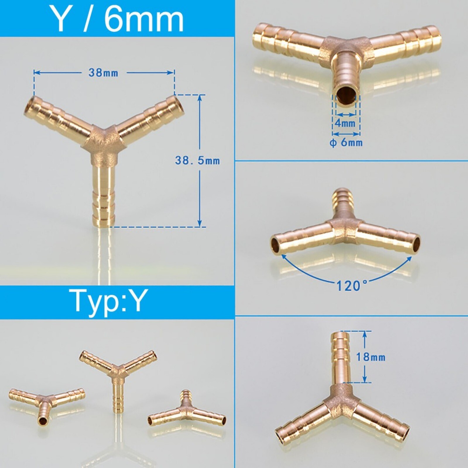 BRASS PIPE FITTING BARBED HOSETAIL JOINER TUBING CONNECTOR AIR WATER FUEL GAS