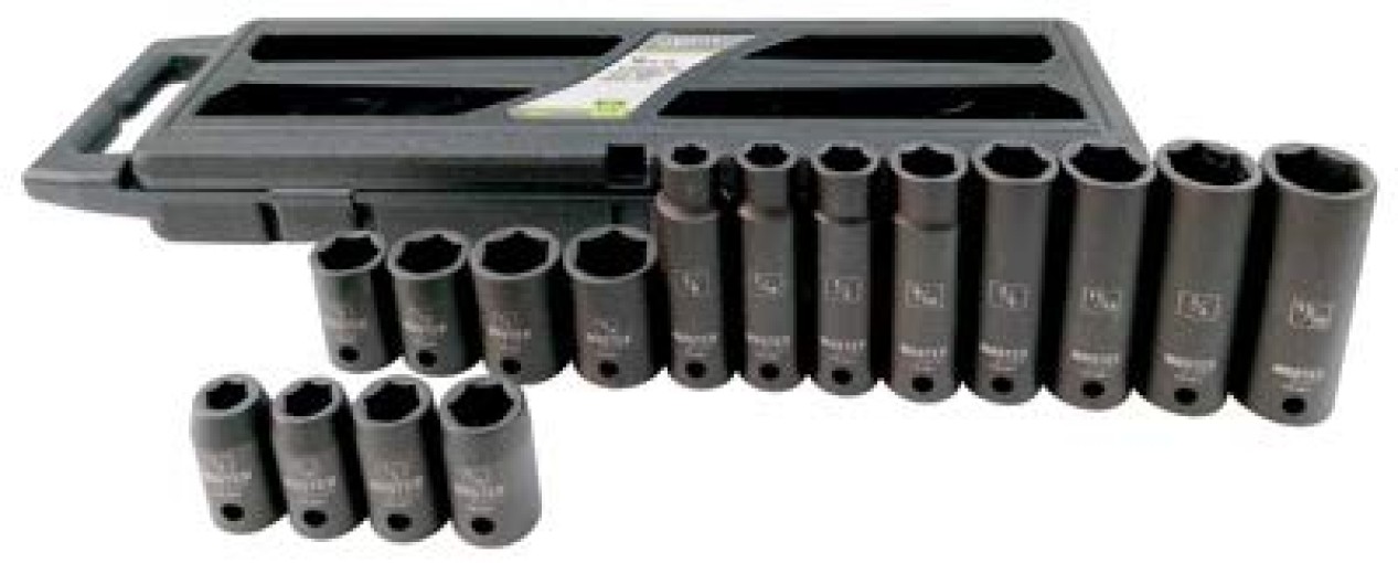 Master Mechanic 2207t175 Standard & Deep Impact Socket Set, 16 Piece