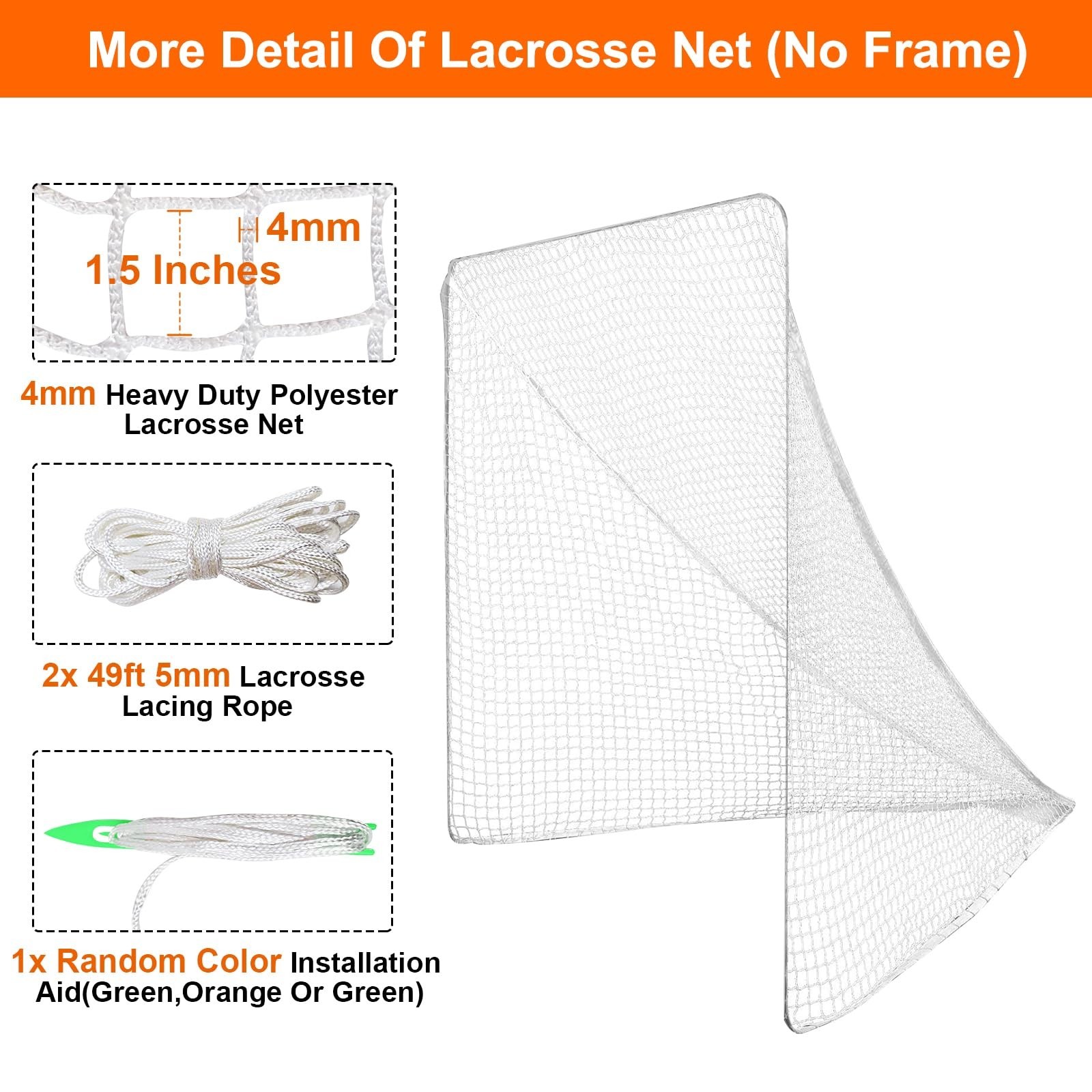 6x6x7’Lacrosse Replace Net,3.5mm/4mm/5mm Heavy Duty Lacrosse Net with 1x I
