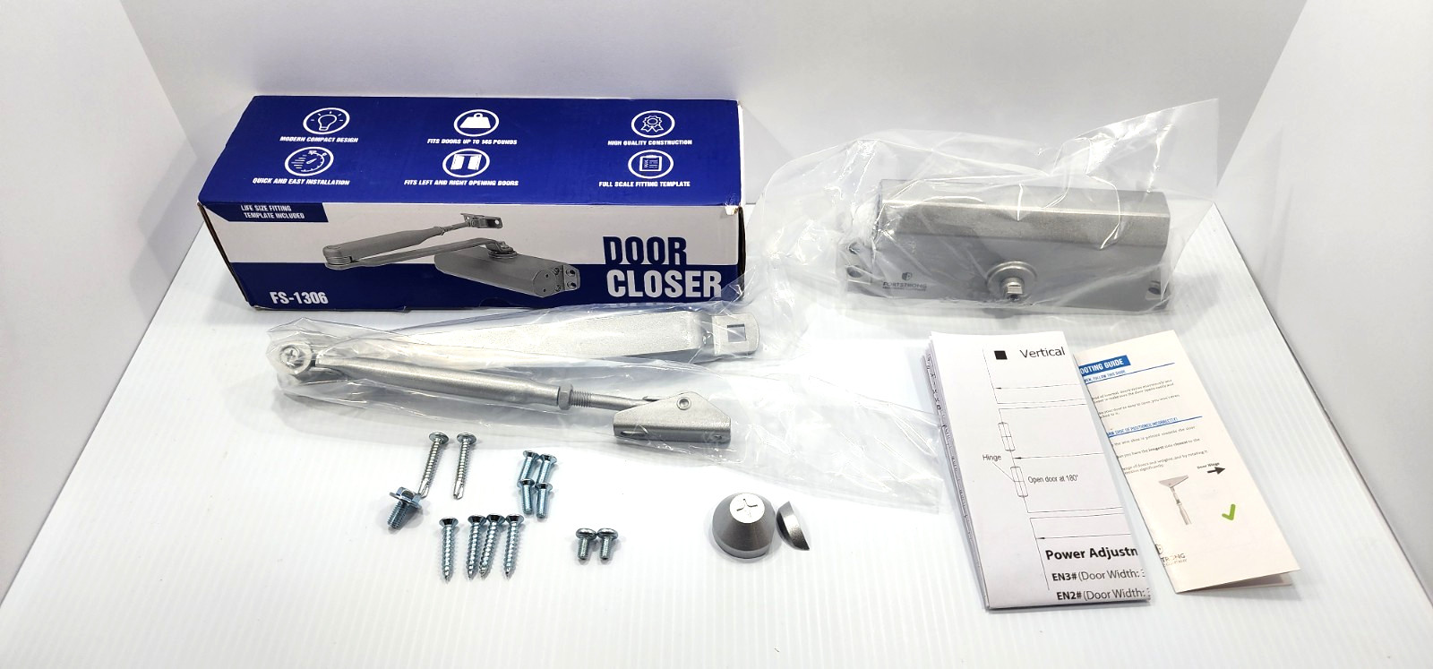 FORTSTRONG FS-1306 Silver Hydraulic Automatic Door Closer UL Listed Grade