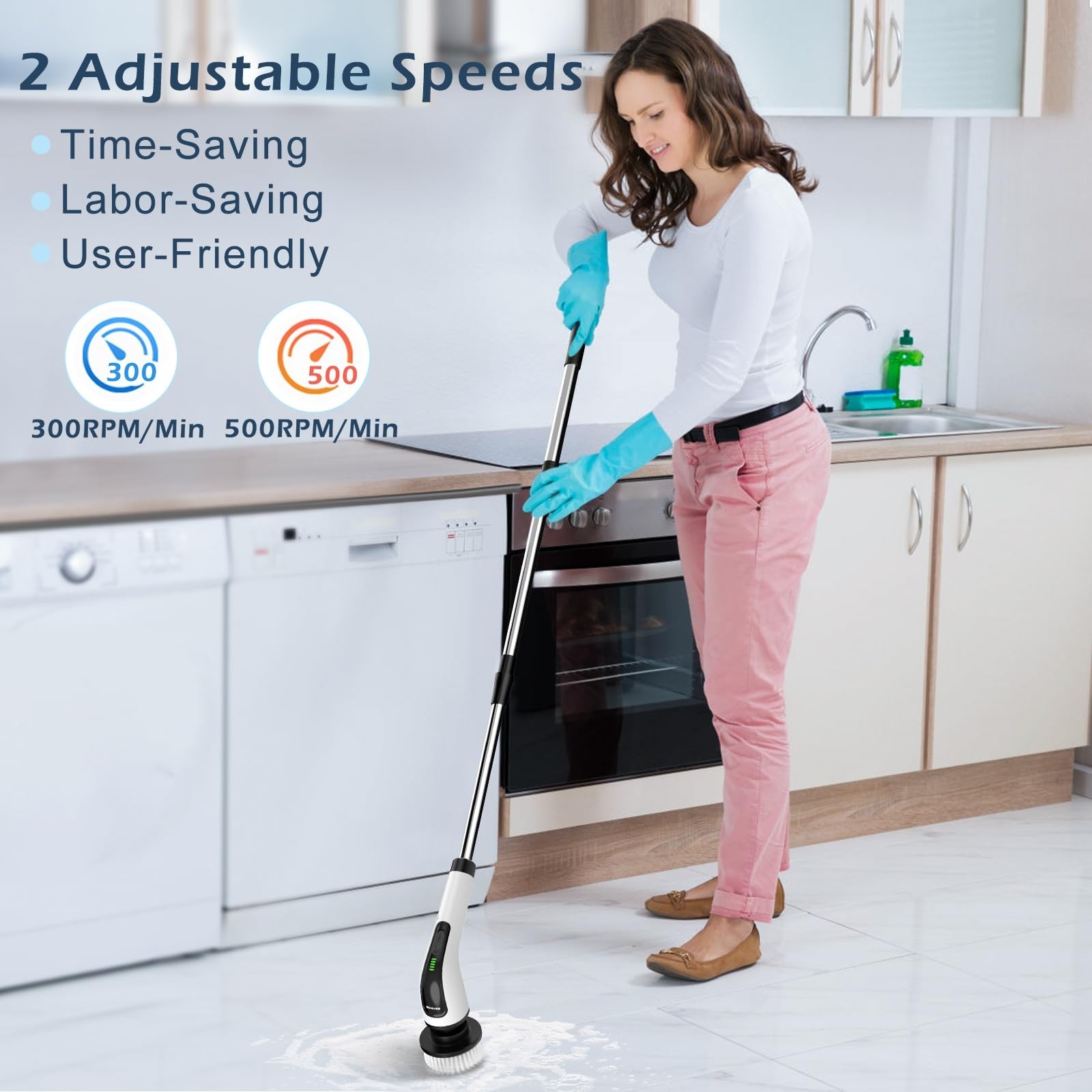 Electric Spin Scrubber, Power Shower Cleaning Brush with Long Handle | Cordle…