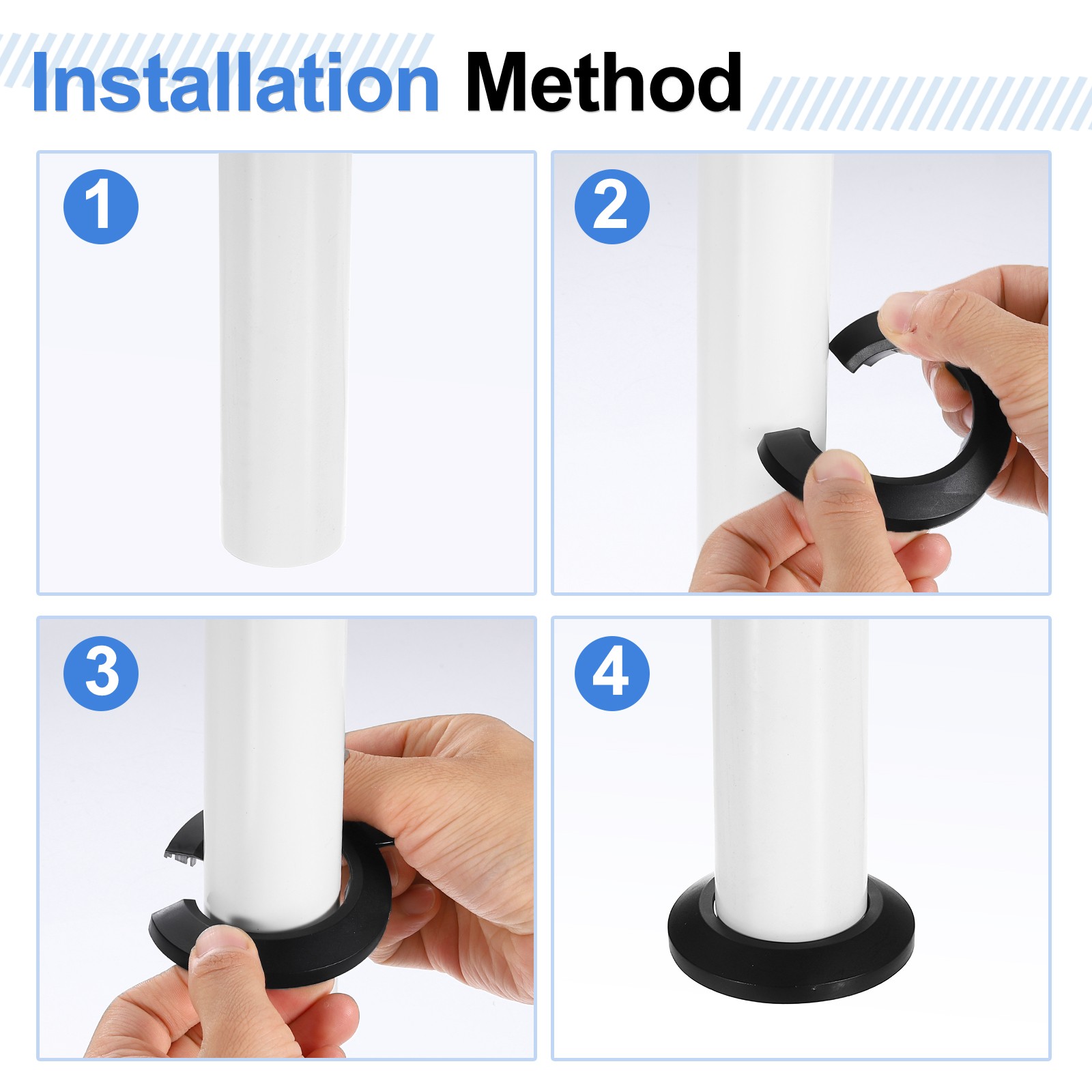 10pcs Flange Pipe Cover Decoration 1.26″ Clip-on Wall Hole Cover Black]