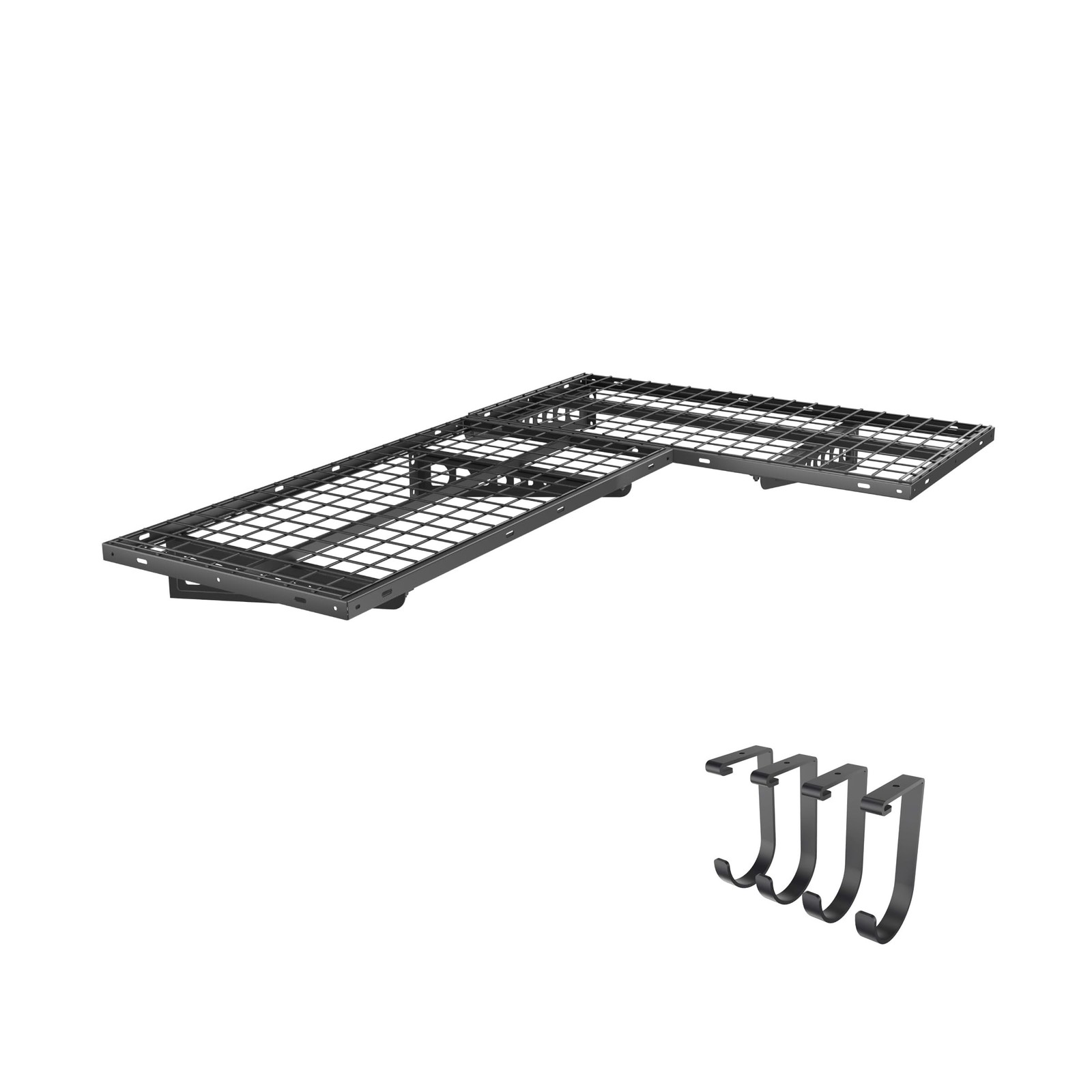 FLEXIMOUNTS 2 Pack 2x4ft Corner Wall Shelving with 4 Hooks, 24×48 inch Garage…