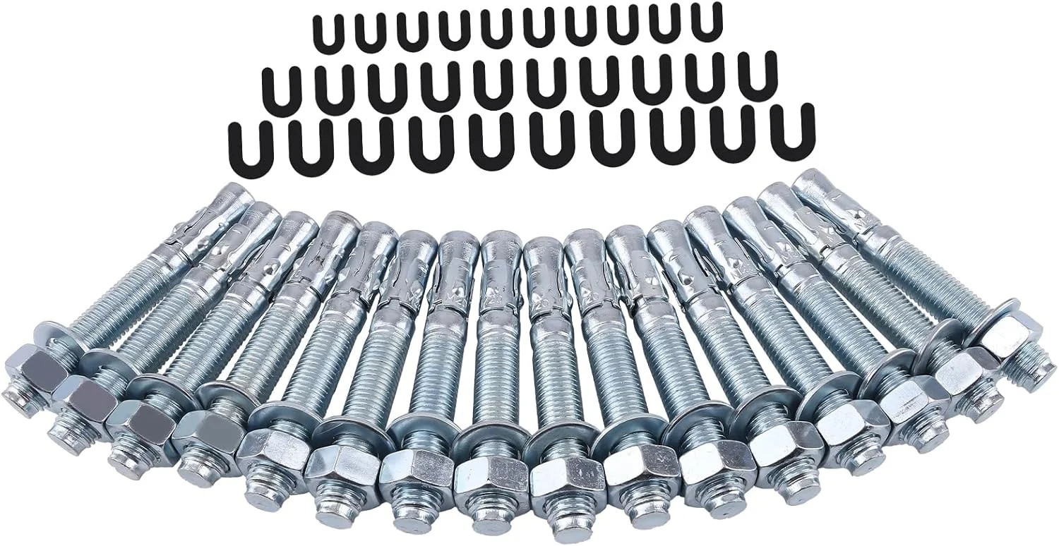 46 Pcs Car Lift Installation Kit with 16 X 3/4″ X 5.5″ Wedge Anchor Bolts and 30