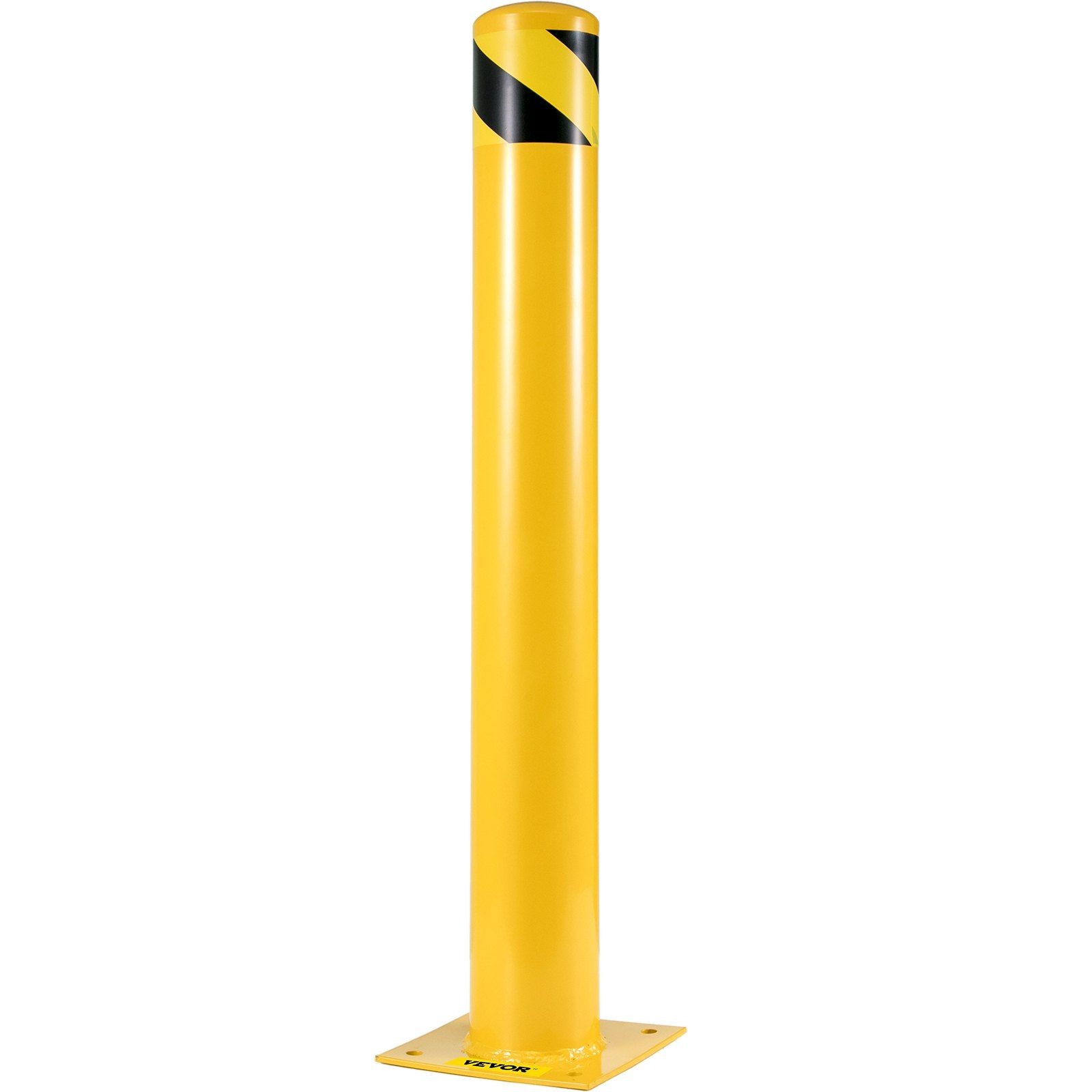 48in Impact-Resistant Steel Bollard 4.5in Diameter Black & Yellow