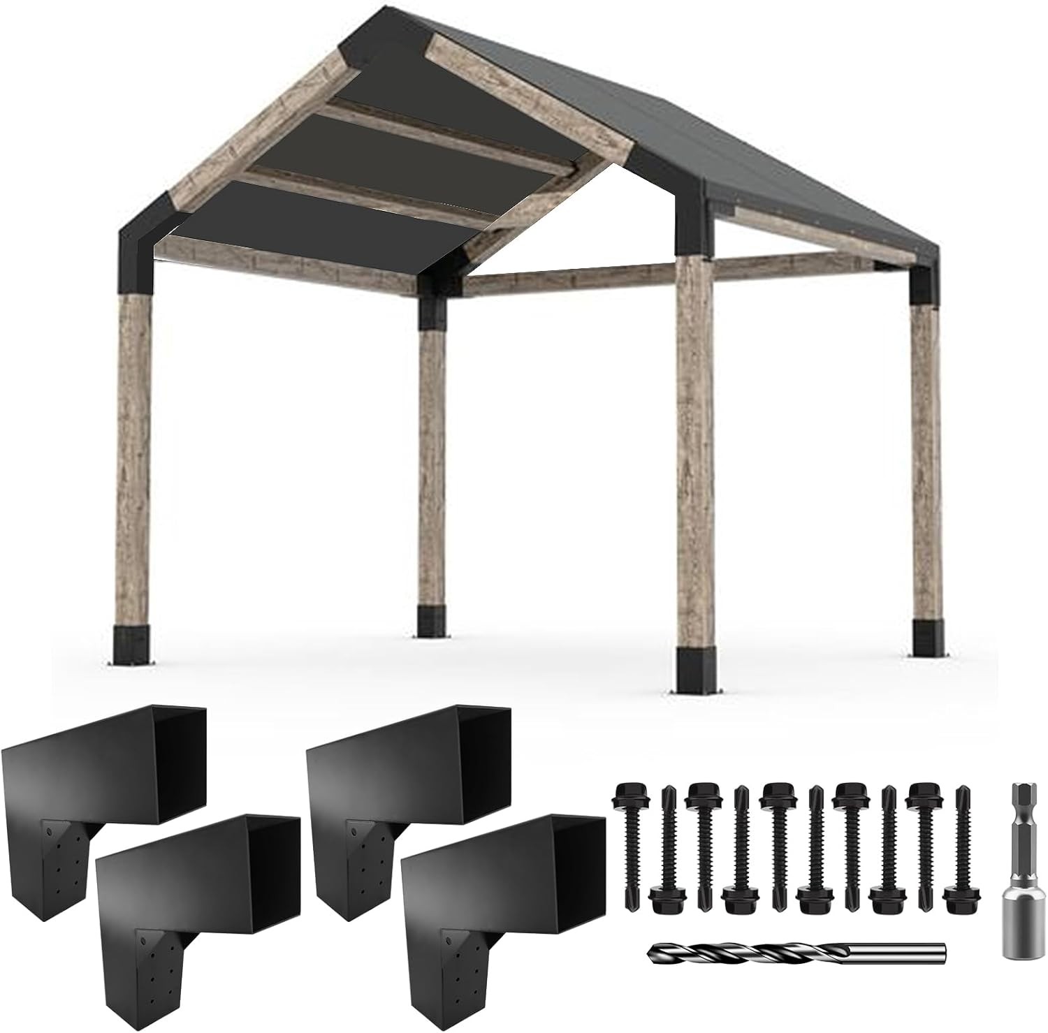 15° Angle Slant Pergola Bracket Kits,2-Way L-Shaped Slant Roof Post Brackets