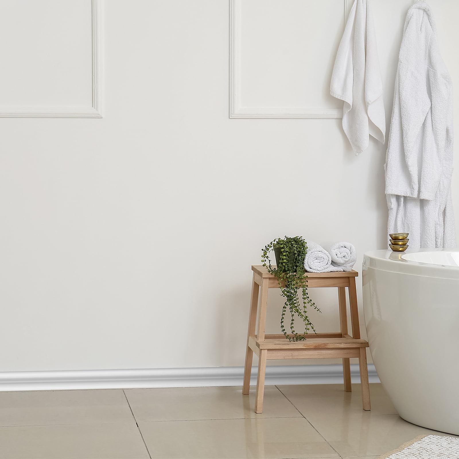 Innconee 32.8ft White Flexible Peel & Stick Molding Trim Wall Baseboard Tile Edg